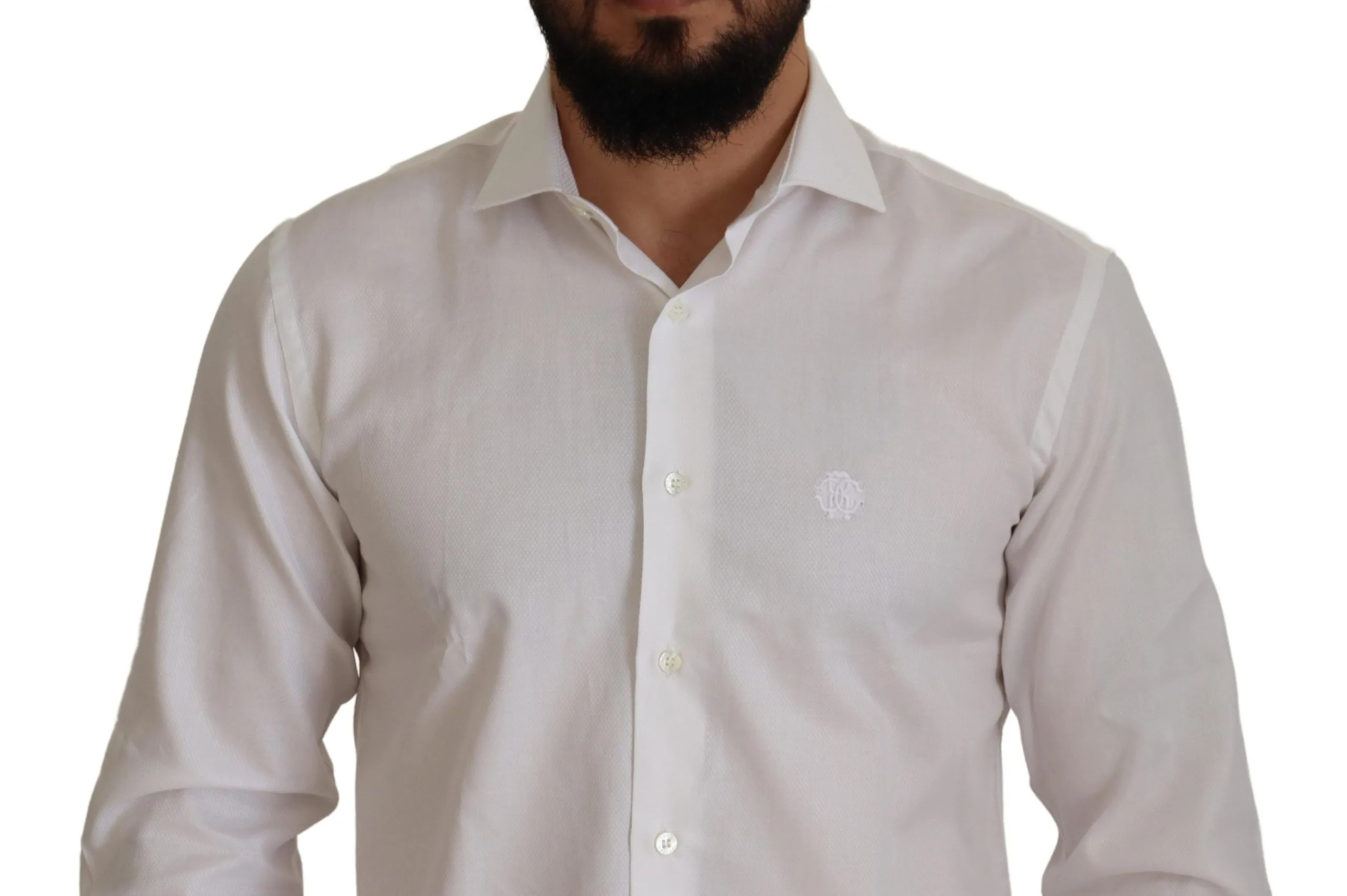 Roberto Cavalli Men's Elegant White Formal Dress Shirt