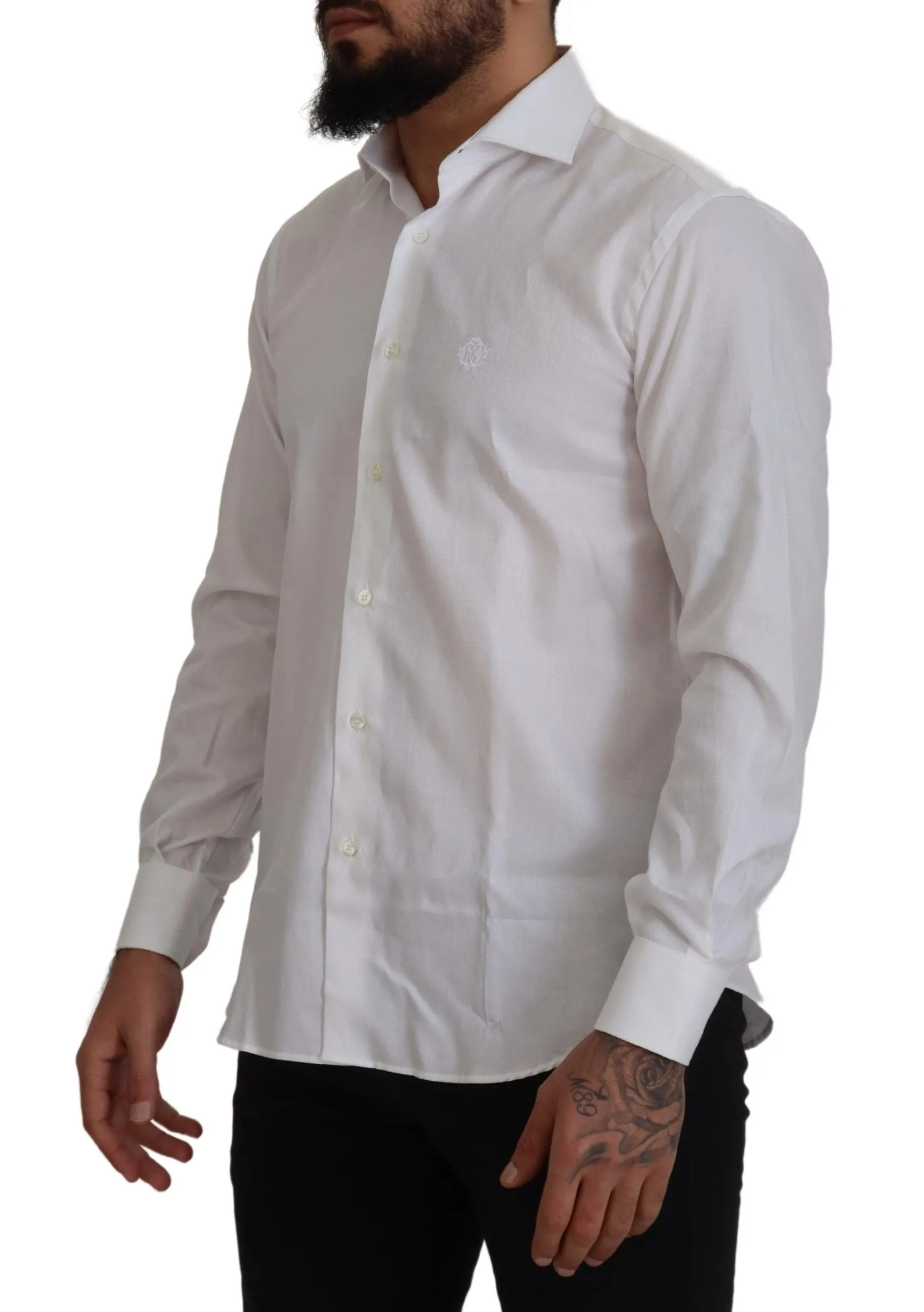 Roberto Cavalli Men's Elegant White Formal Dress Shirt