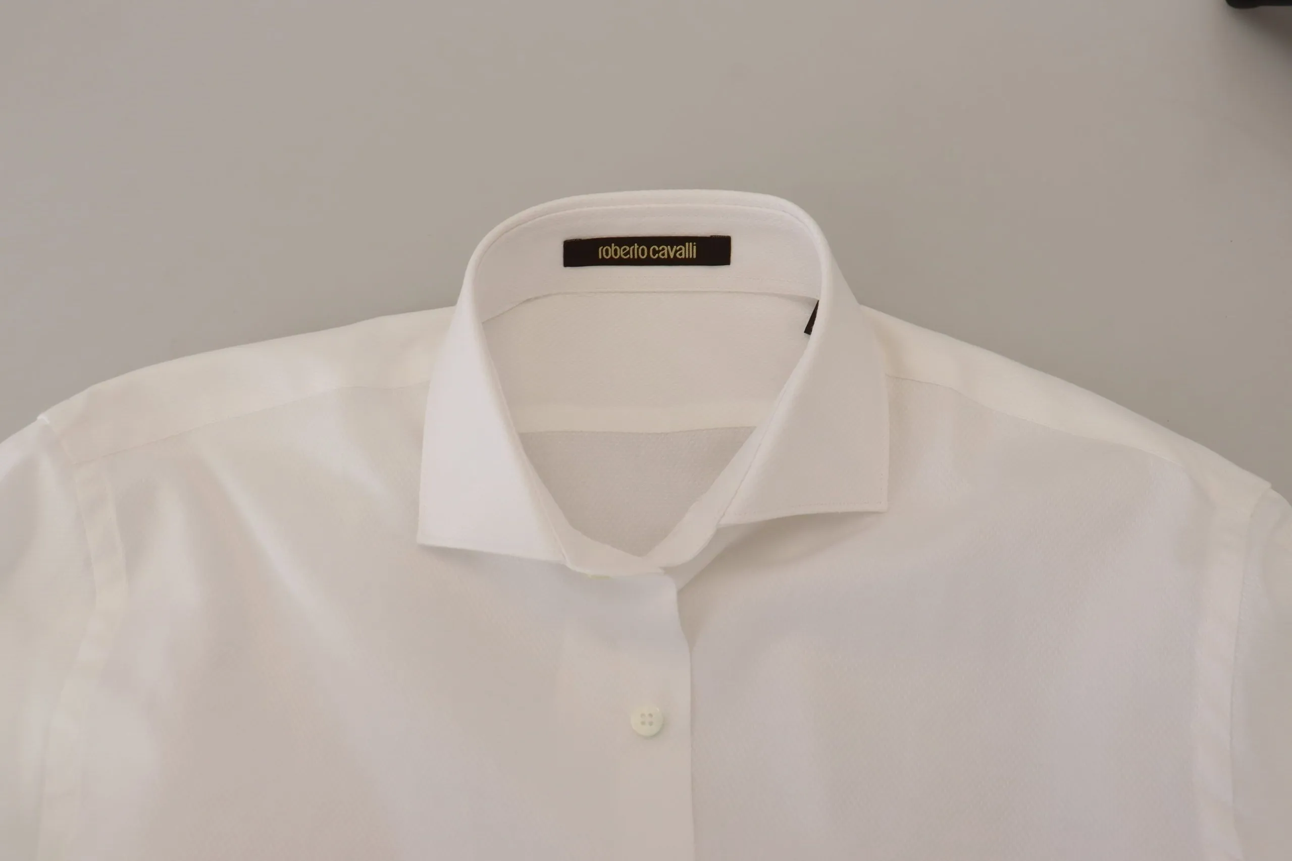 Roberto Cavalli Men's Elegant White Formal Dress Shirt