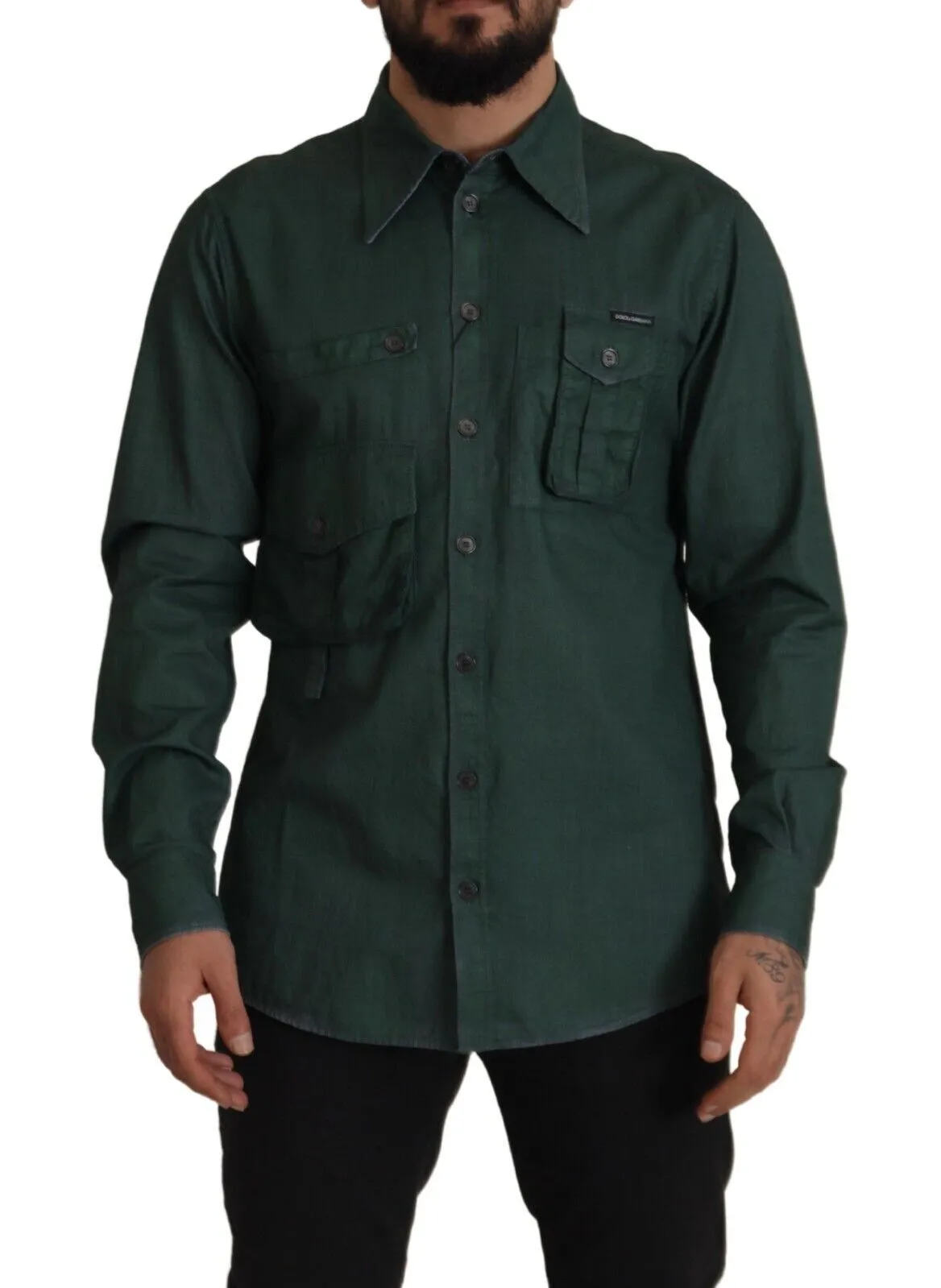 Dolce & Gabbana Men's Emerald Elegance Slim Fit Casual Shirt