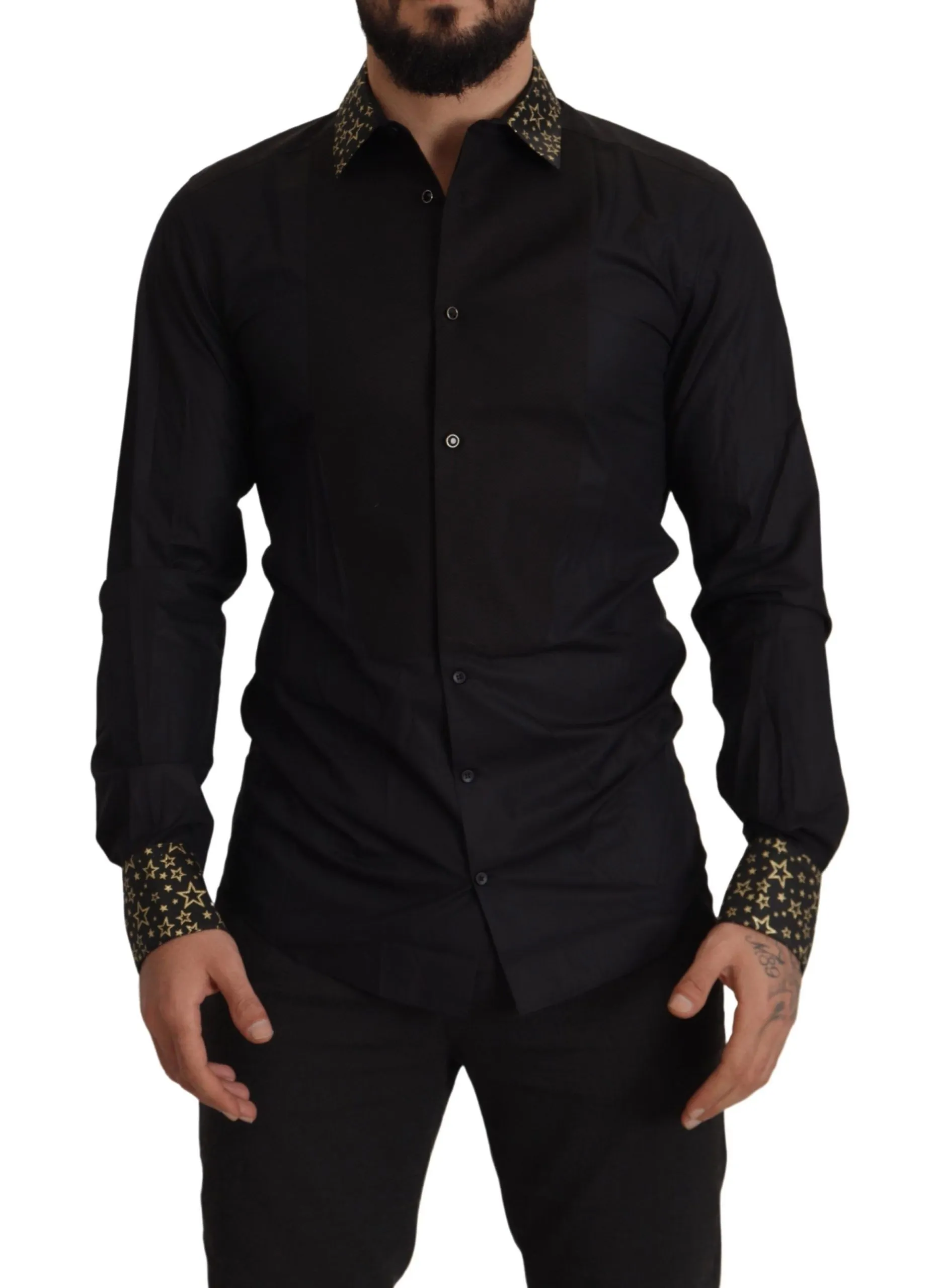 Dolce & Gabbana Men's Elegant Slim Fit Black Cotton Shirt