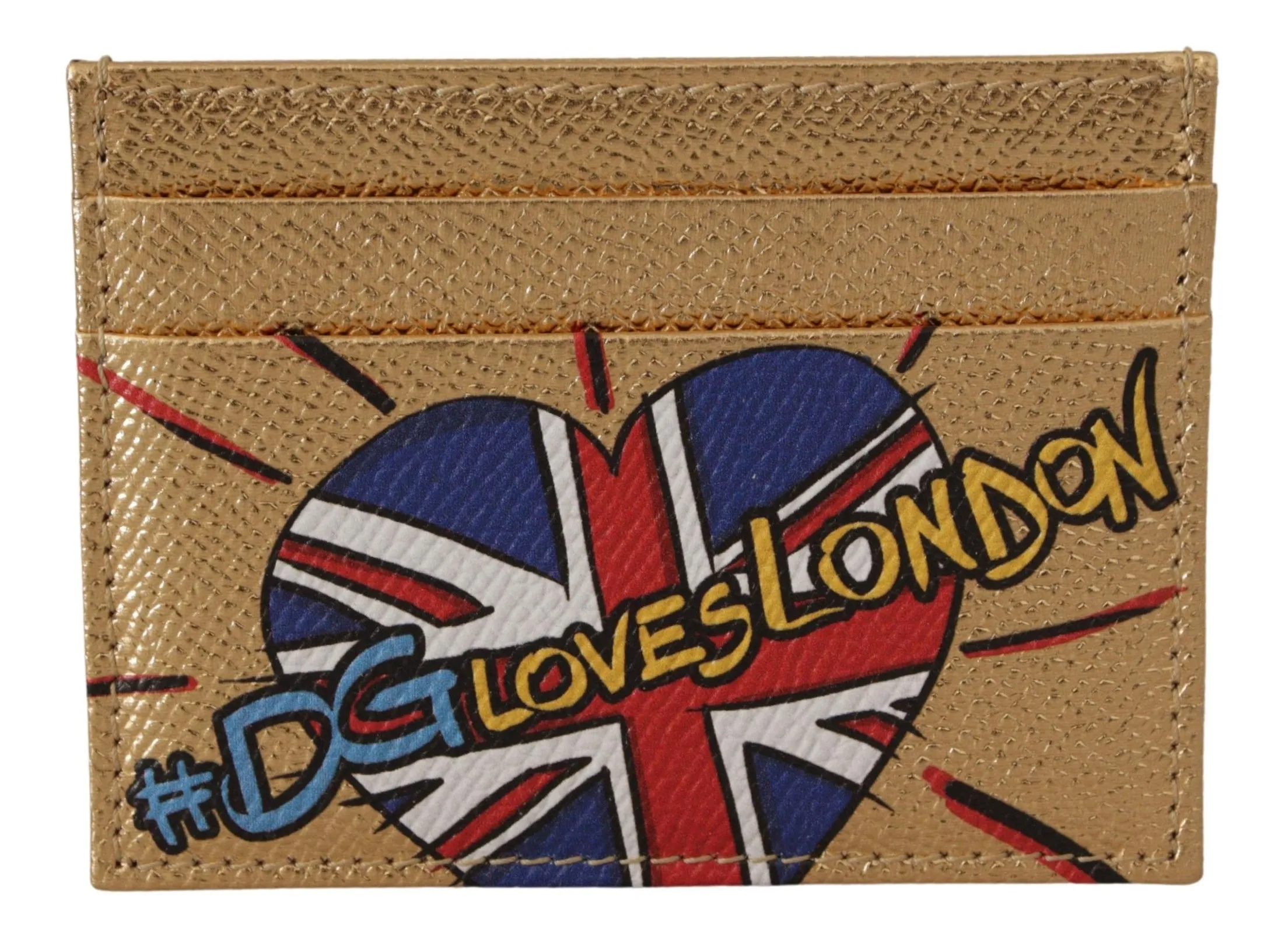 Dolce & Gabbana Women's Elegant Gold Leather Cardholder