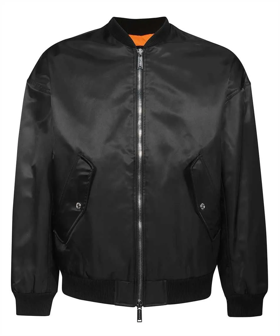 Dsquared² Men's Sleek Nylon Zip-Up Jacket with Orange Lining