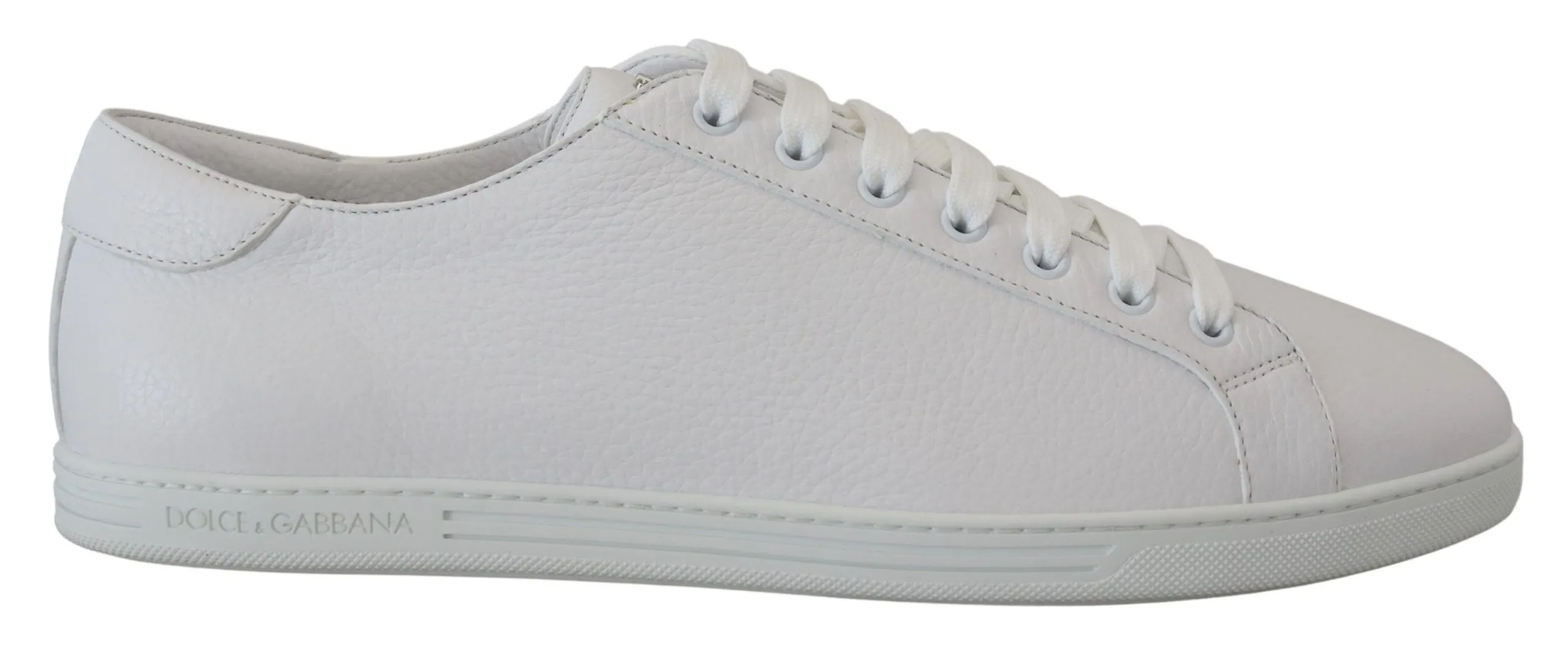 Dolce & Gabbana Men's Italian Leather White Low-Top Sneakers
