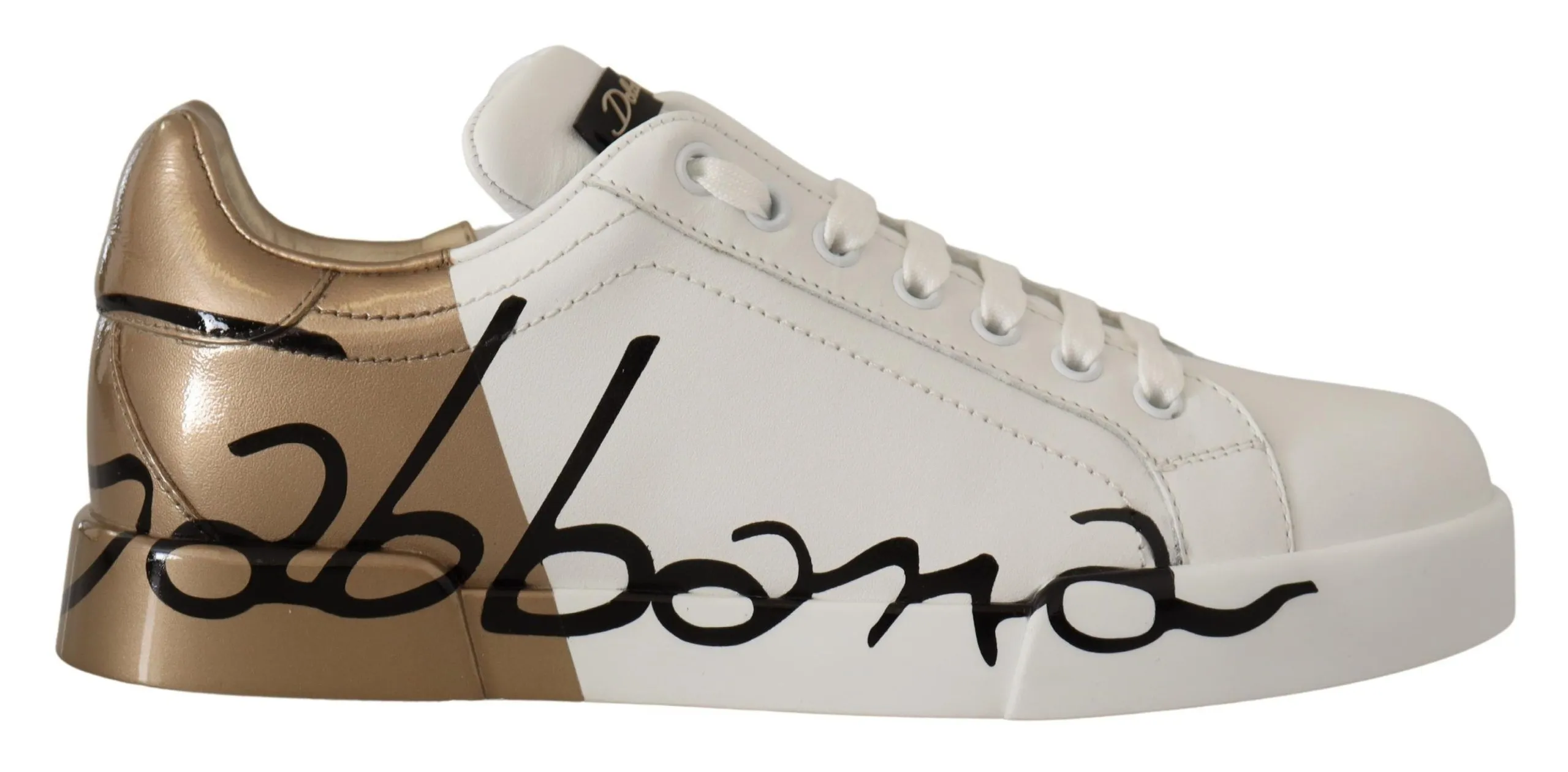 Dolce & Gabbana Women's Elegant White Gold Portofino Sneakers