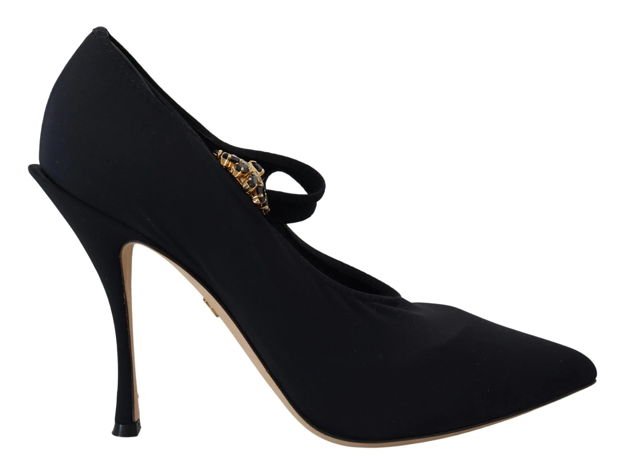 Dolce & Gabbana Women's Chic Black Mary Jane Sock Pumps with Crystals
