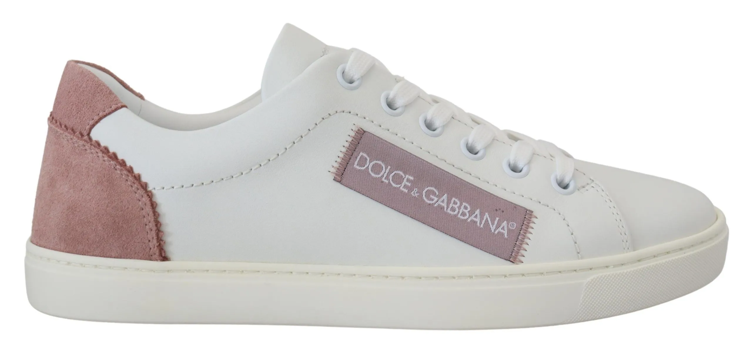 Dolce & Gabbana Women's Chic White Pink Leather Low-Top Sneakers