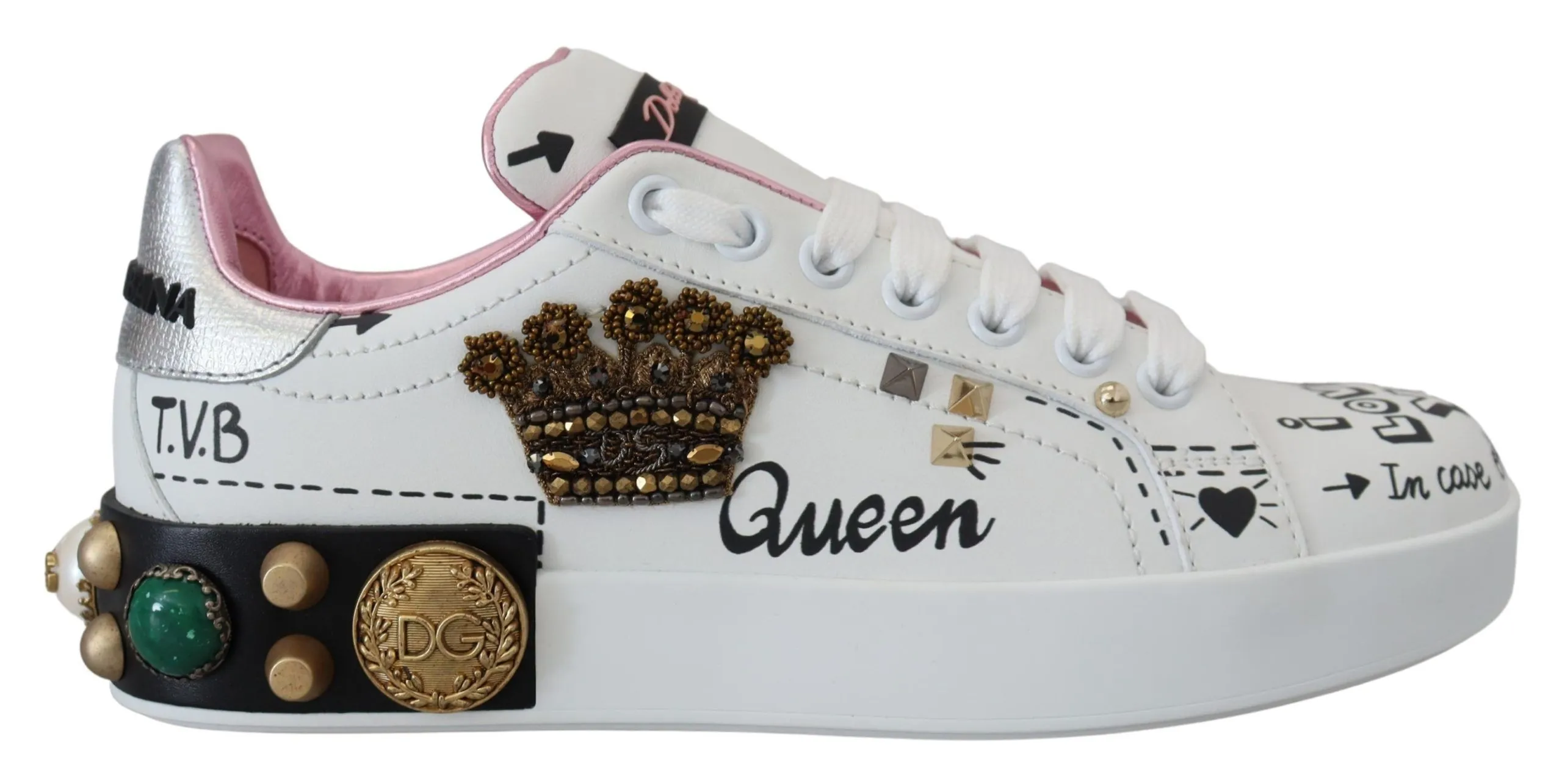 Dolce & Gabbana Women's Queen Crown Chic Leather Sneakers