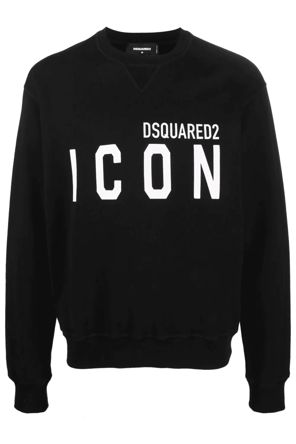 Dsquared² Men's Elegant Black Cotton Sweater with Contrast Design