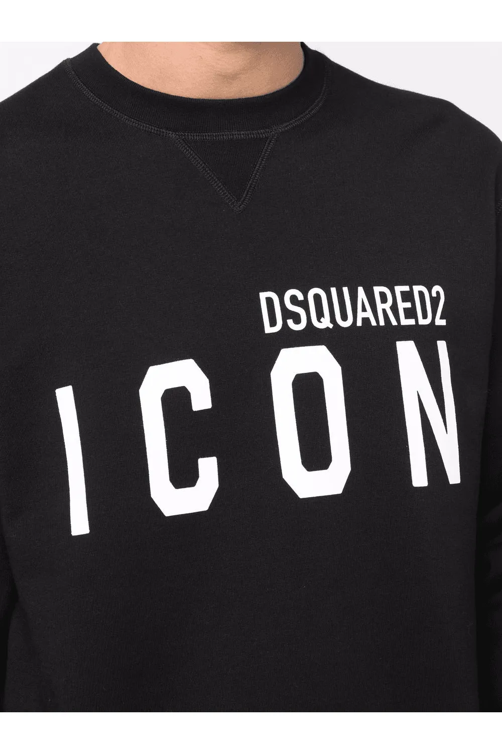 Dsquared² Men's Elegant Black Cotton Sweater with Contrast Design