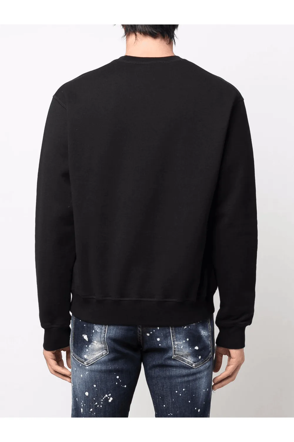 Dsquared² Men's Elegant Black Cotton Sweater with Contrast Design
