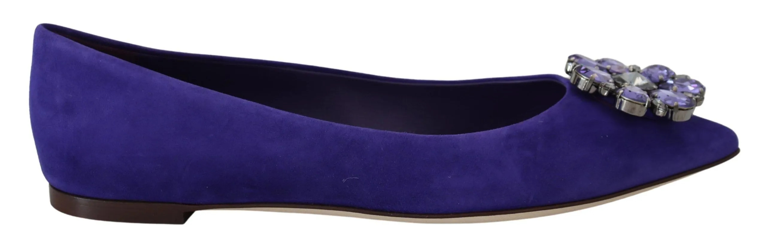Dolce & Gabbana Women's Embellished Crystal Purple Suede Flats