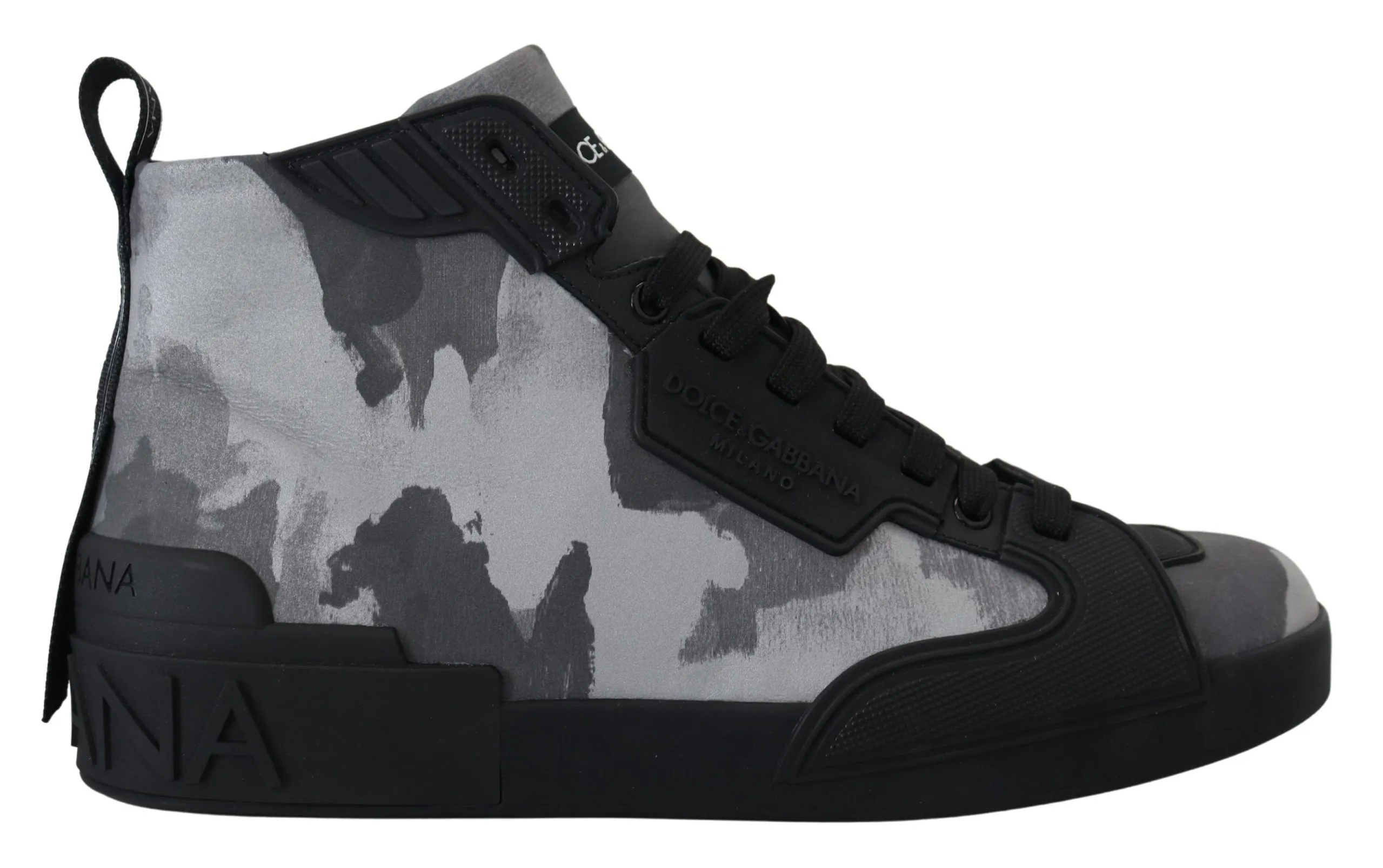 Dolce & Gabbana Men's Camo Gray High-Top Sneakers