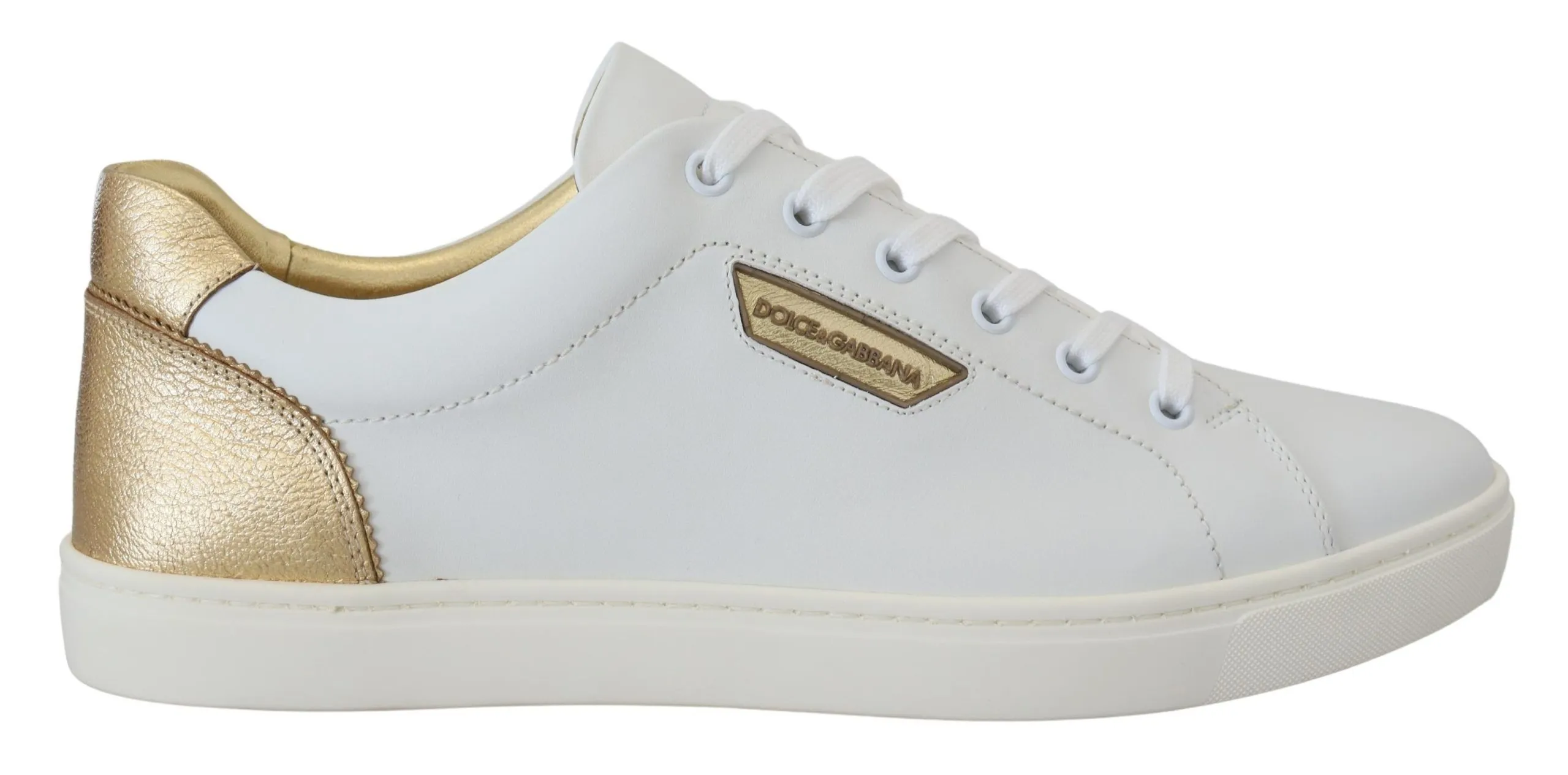 Dolce & Gabbana Men's Elegant White Leather Low Top Sneakers