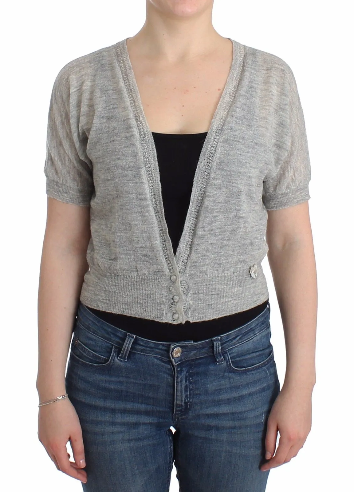 Ermanno Scervino Women's Chic Cropped Gray Alpaca-Wool Blend Sweater