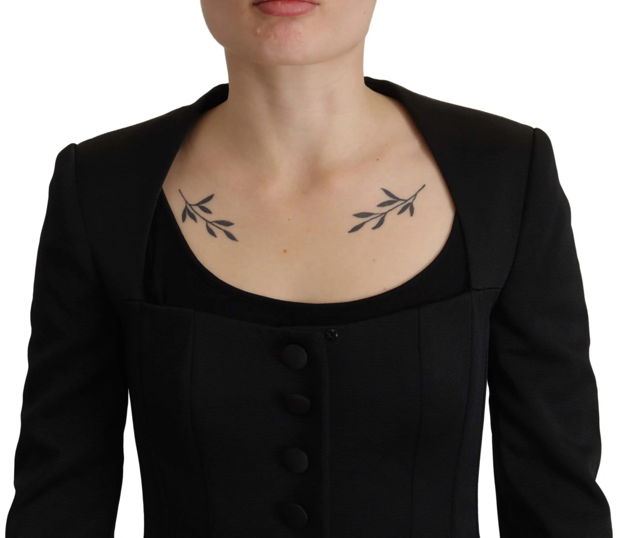 Dolce & Gabbana Women's Sleek Black Snap Jacket with Silk Lining