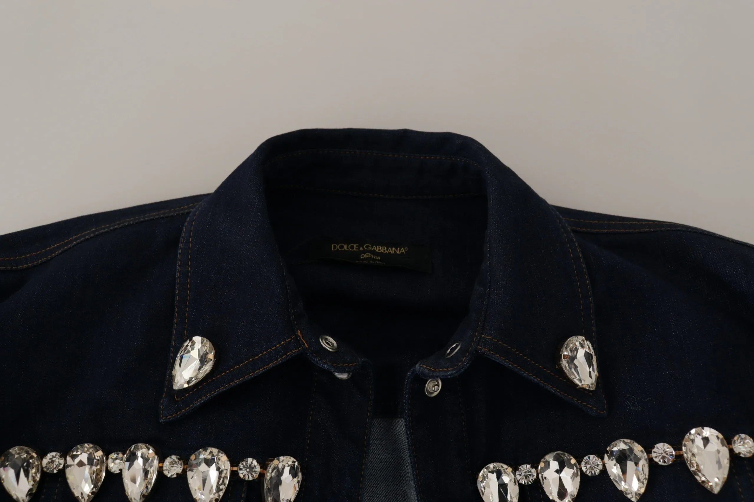 Dolce & Gabbana Women's Elegant Crystal-Embellished Denim Jacket