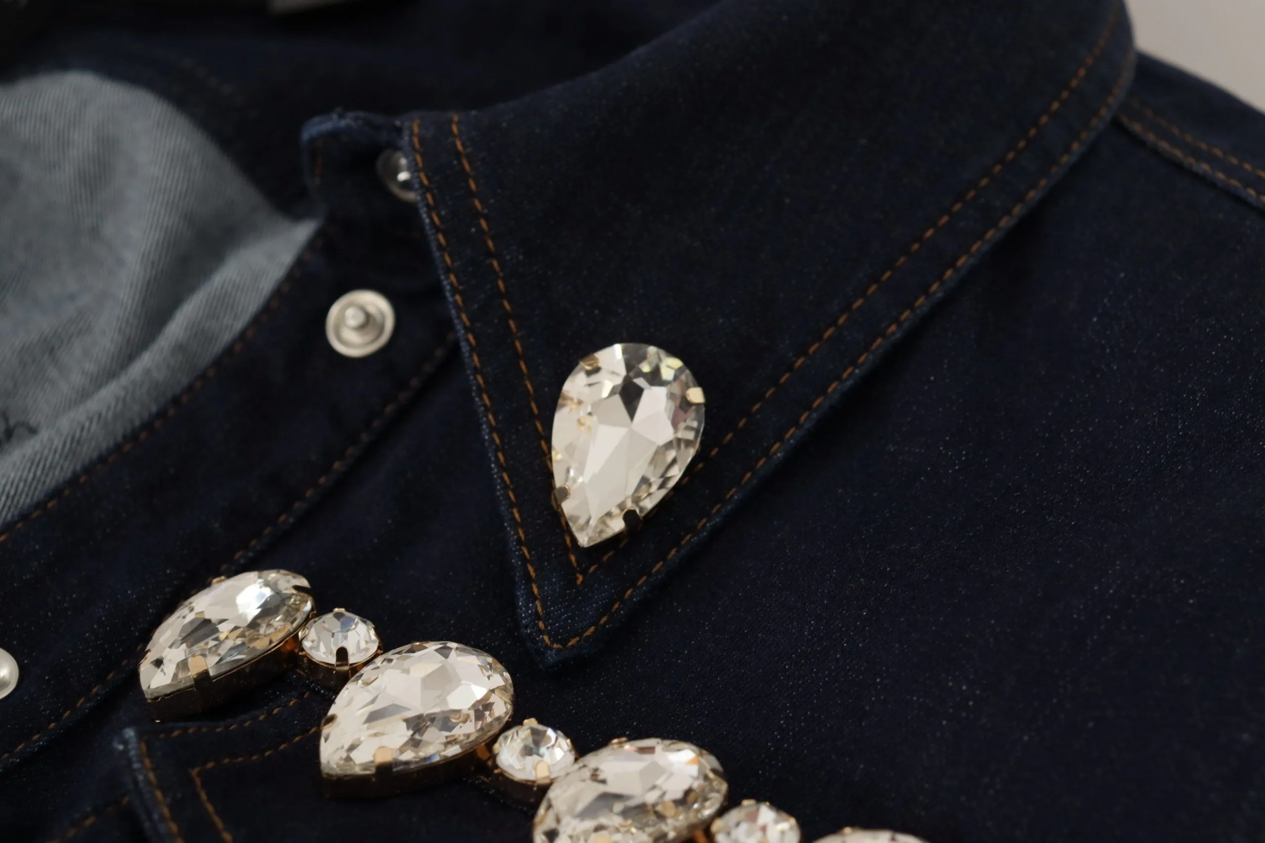 Dolce & Gabbana Women's Elegant Crystal-Embellished Denim Jacket