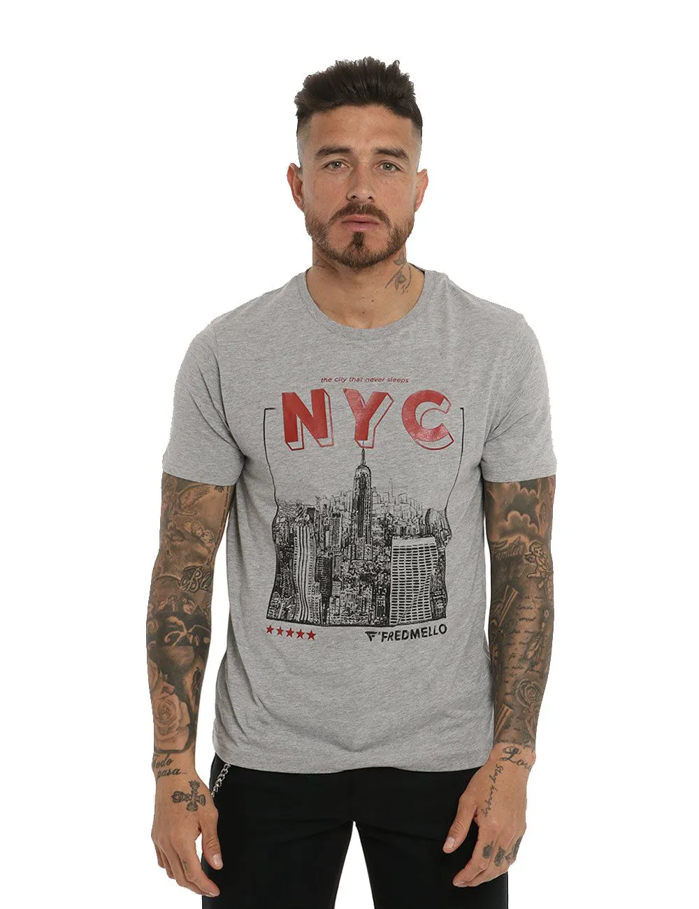 Fred Mello Men's Urban Chic New York Print Tee