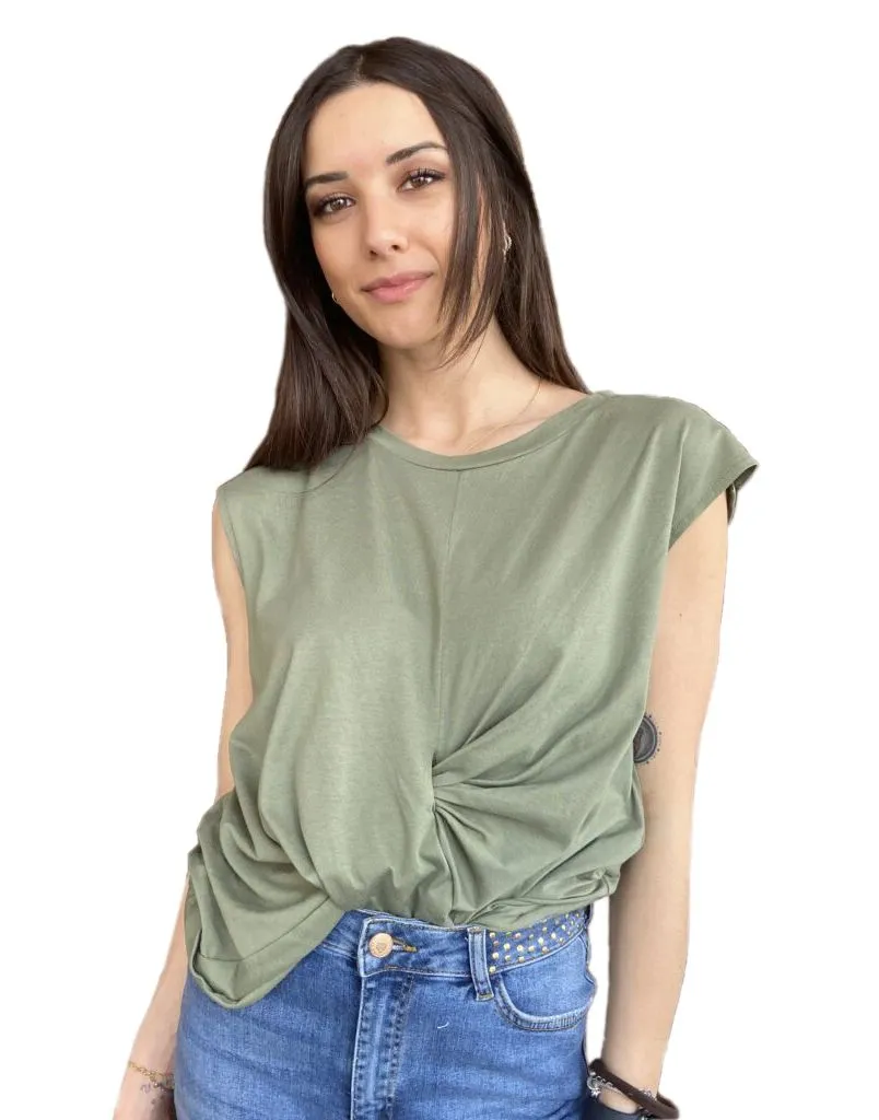 Imperfect Women's Elegant Sleeveless Knot-Front Top