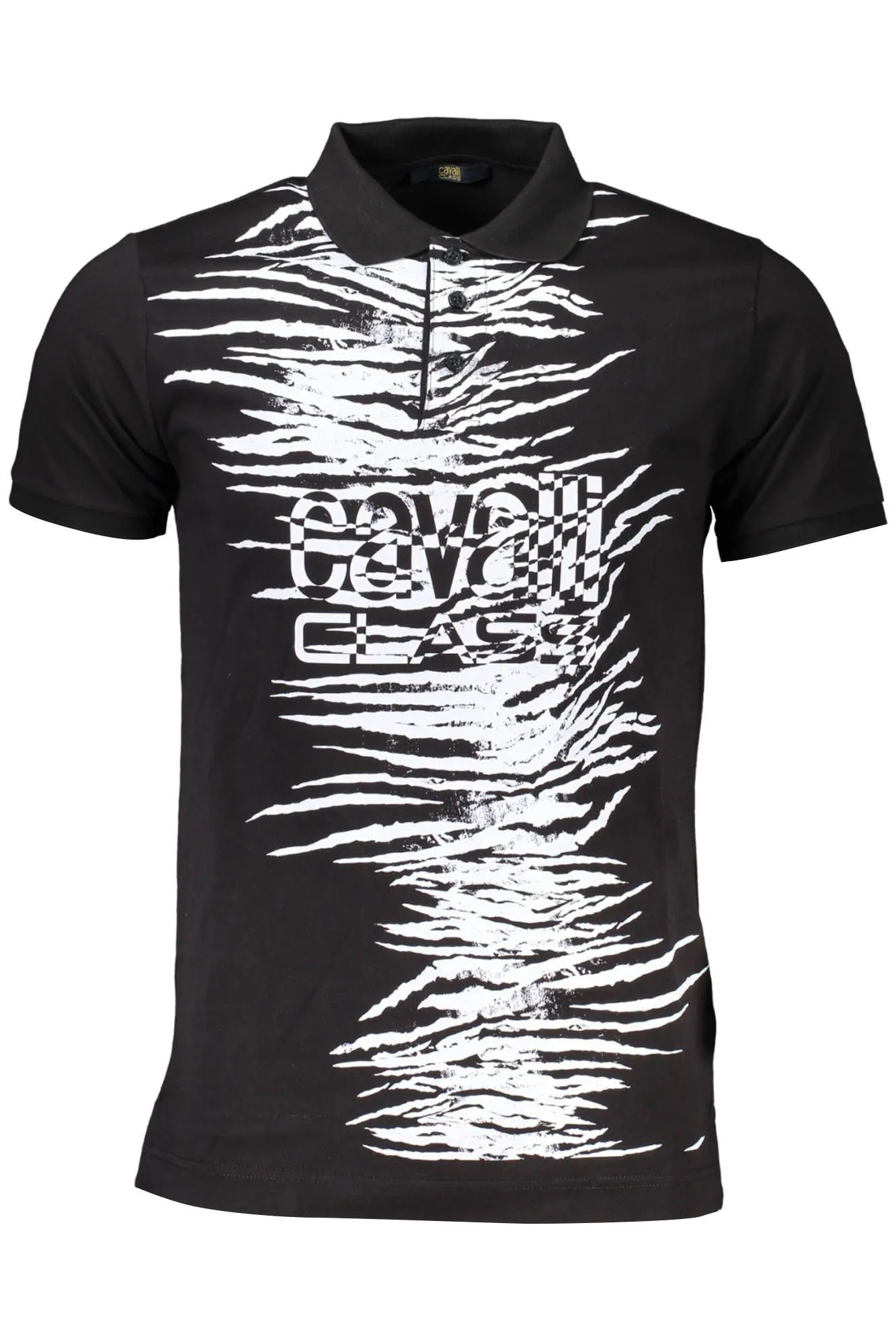 Cavalli Class Black Cotton Men Polo Shirt