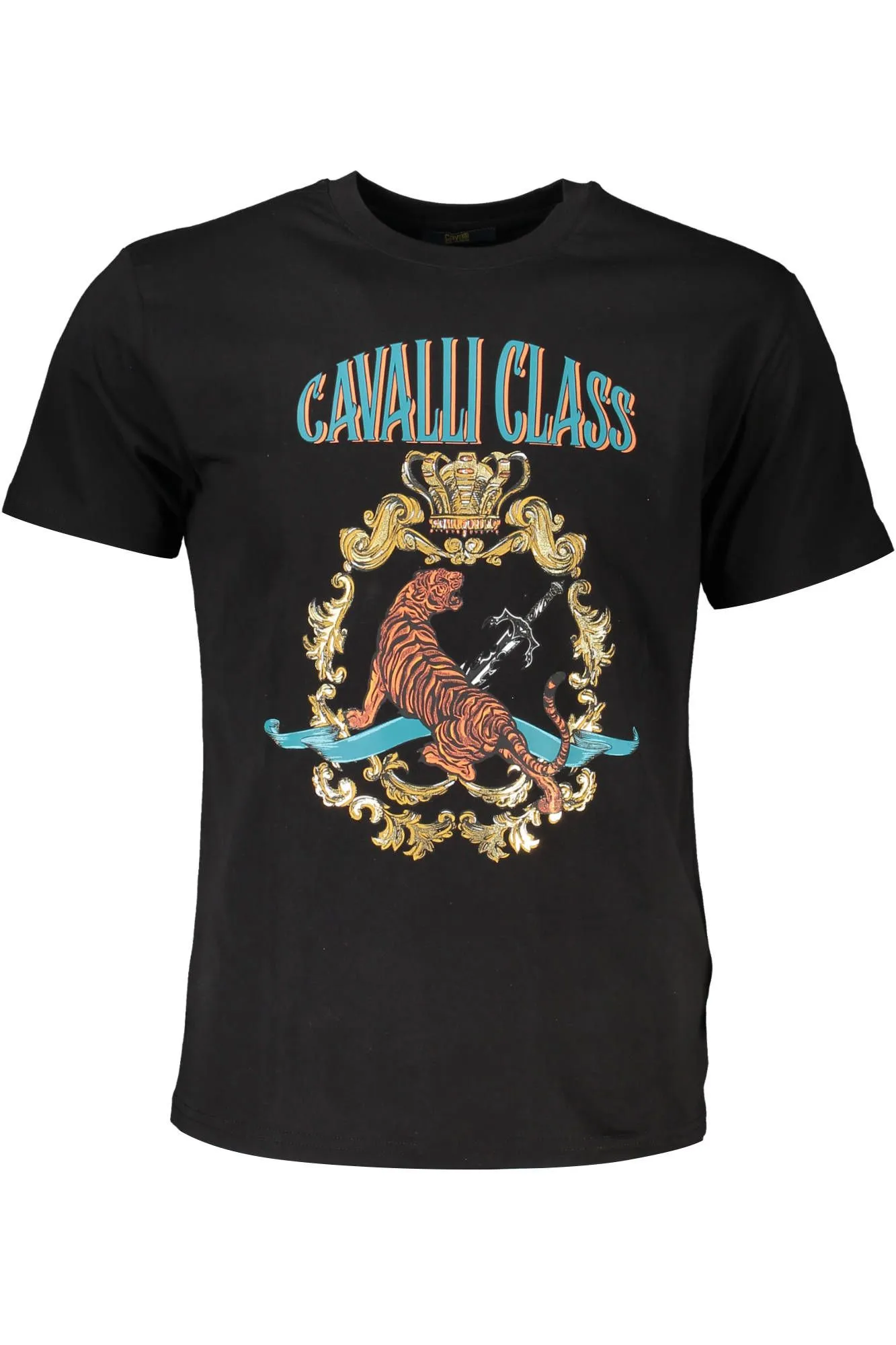 Cavalli Class Black Cotton Men T-Shirt