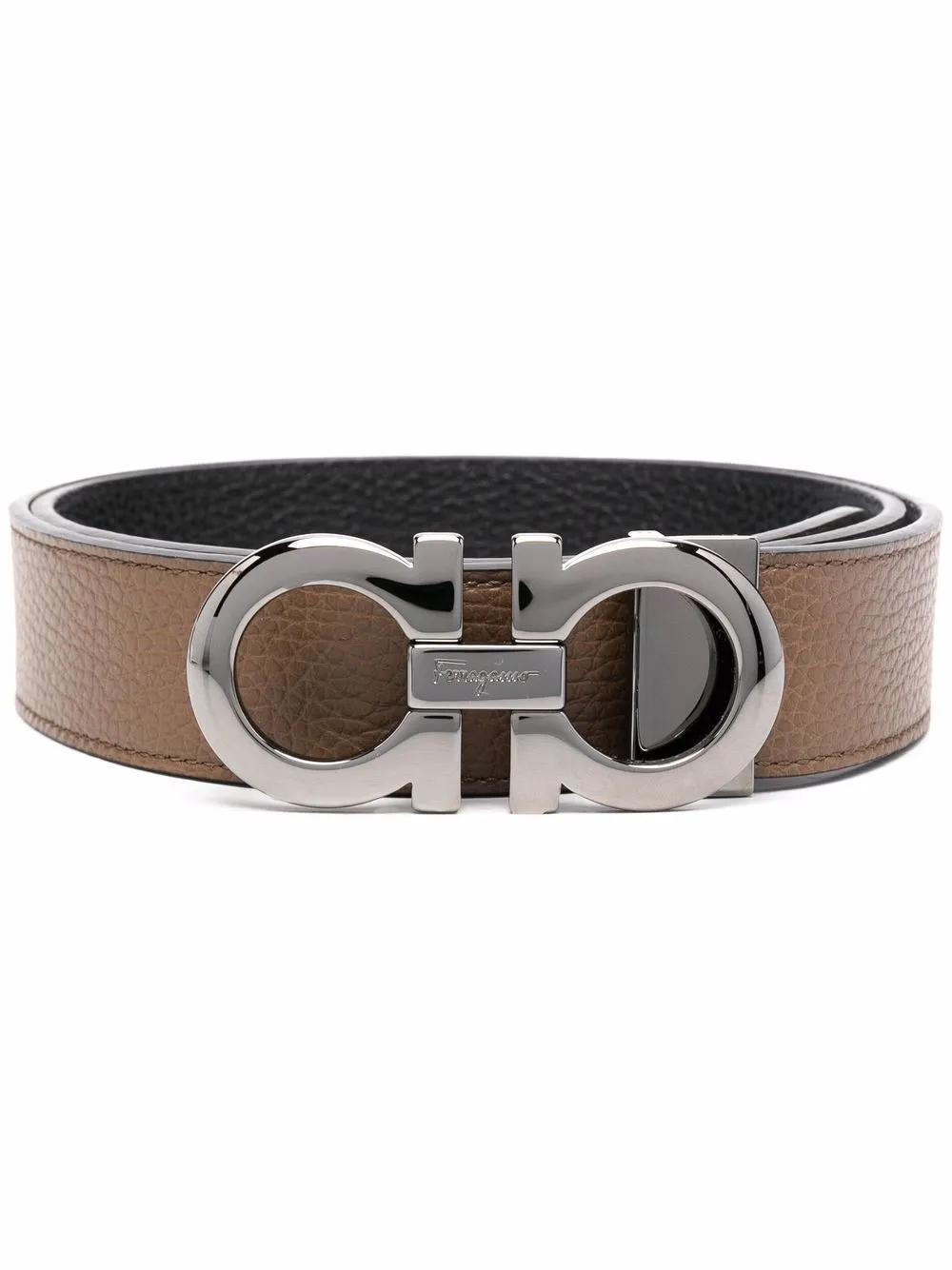 Salvatore Ferragamo Men's Salvatore Ferragamo Cognac Men's Brown Coated Canvas Reversible Belt