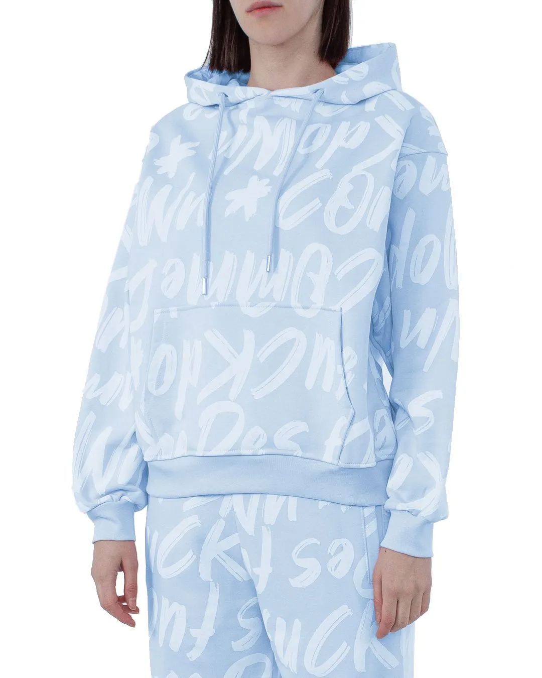 Comme Des Fuckdown Women's Chic Light Blue Cotton Hooded Sweatshirt