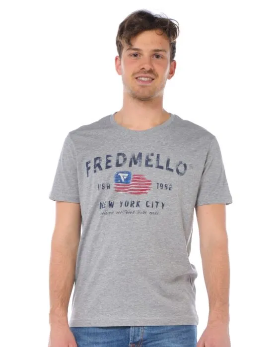 Fred Mello Men's Essential Grey Melange Cotton Tee