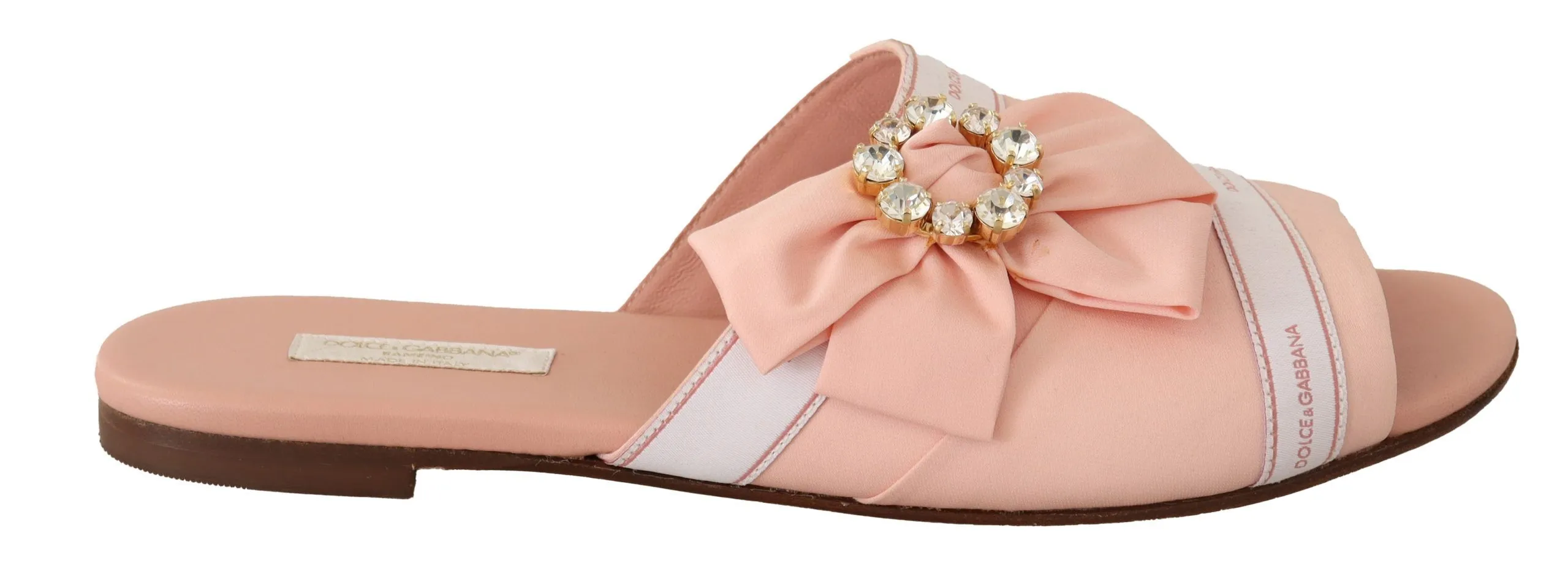 Dolce & Gabbana Women's Crystal Embellished Silk Slides in Pink