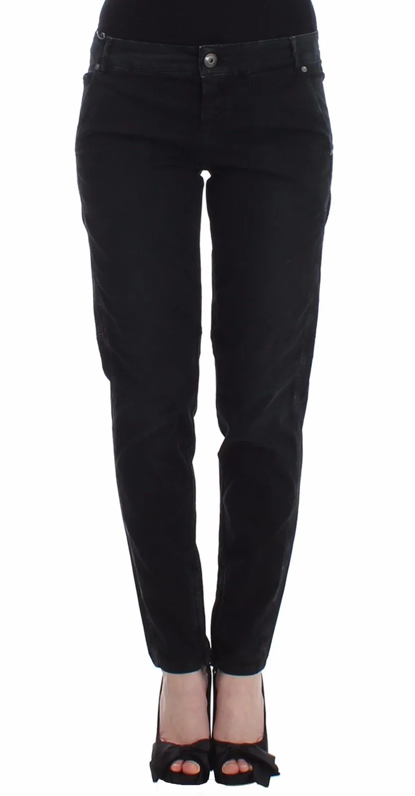Ermanno Scervino Women's Sleek Black Slim Leg Designer Jeans