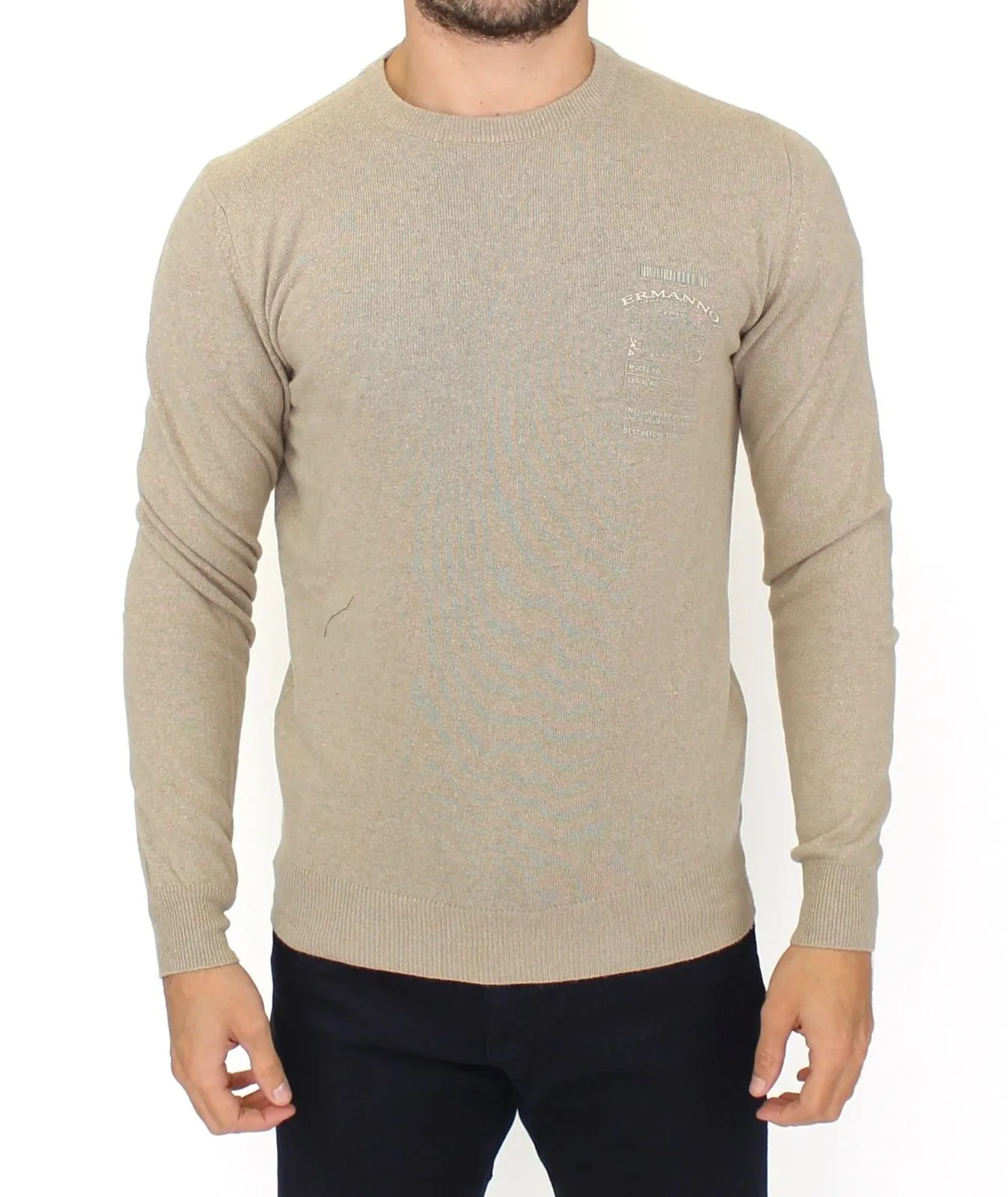 Ermanno Scervino Men's Chic Beige Crewneck Wool Blend Pullover