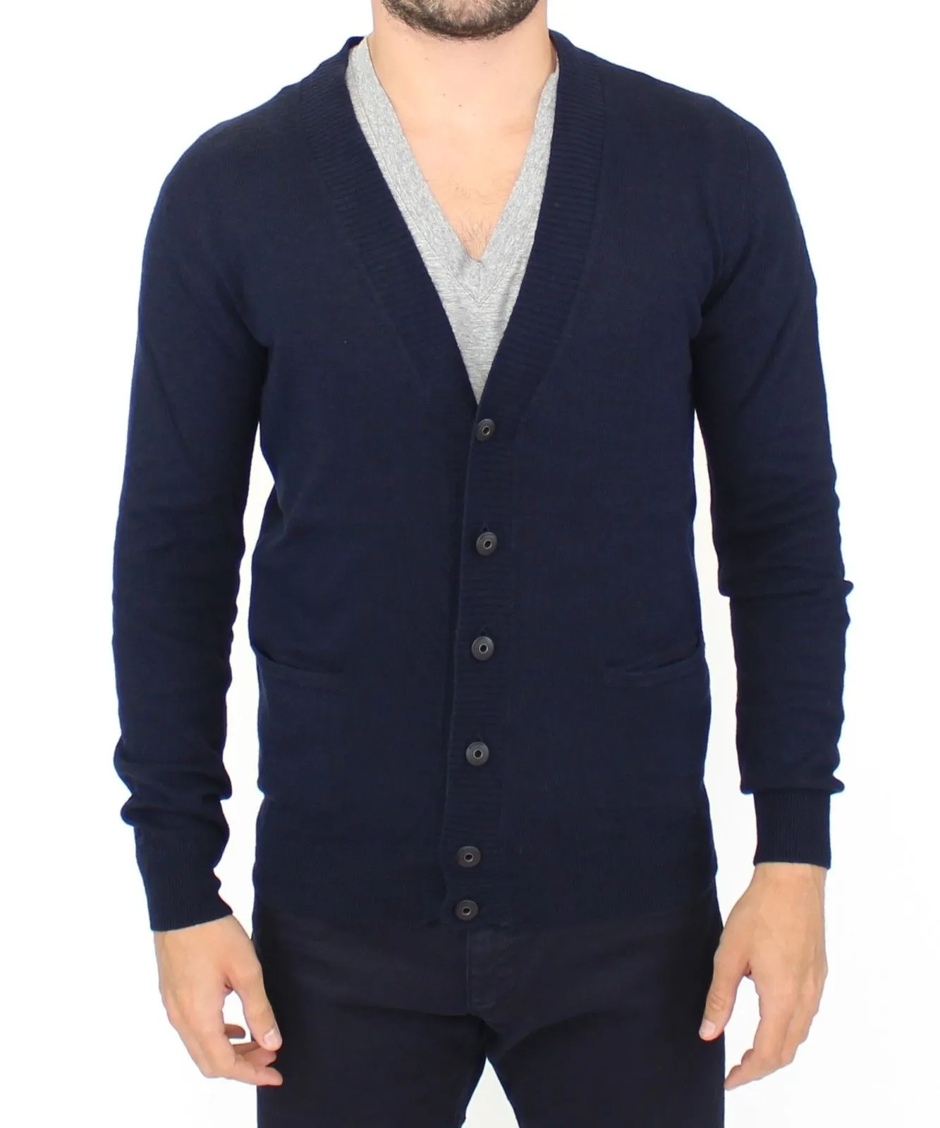 Ermanno Scervino Men's Chic Blue Wool Blend Cardigan Sweater
