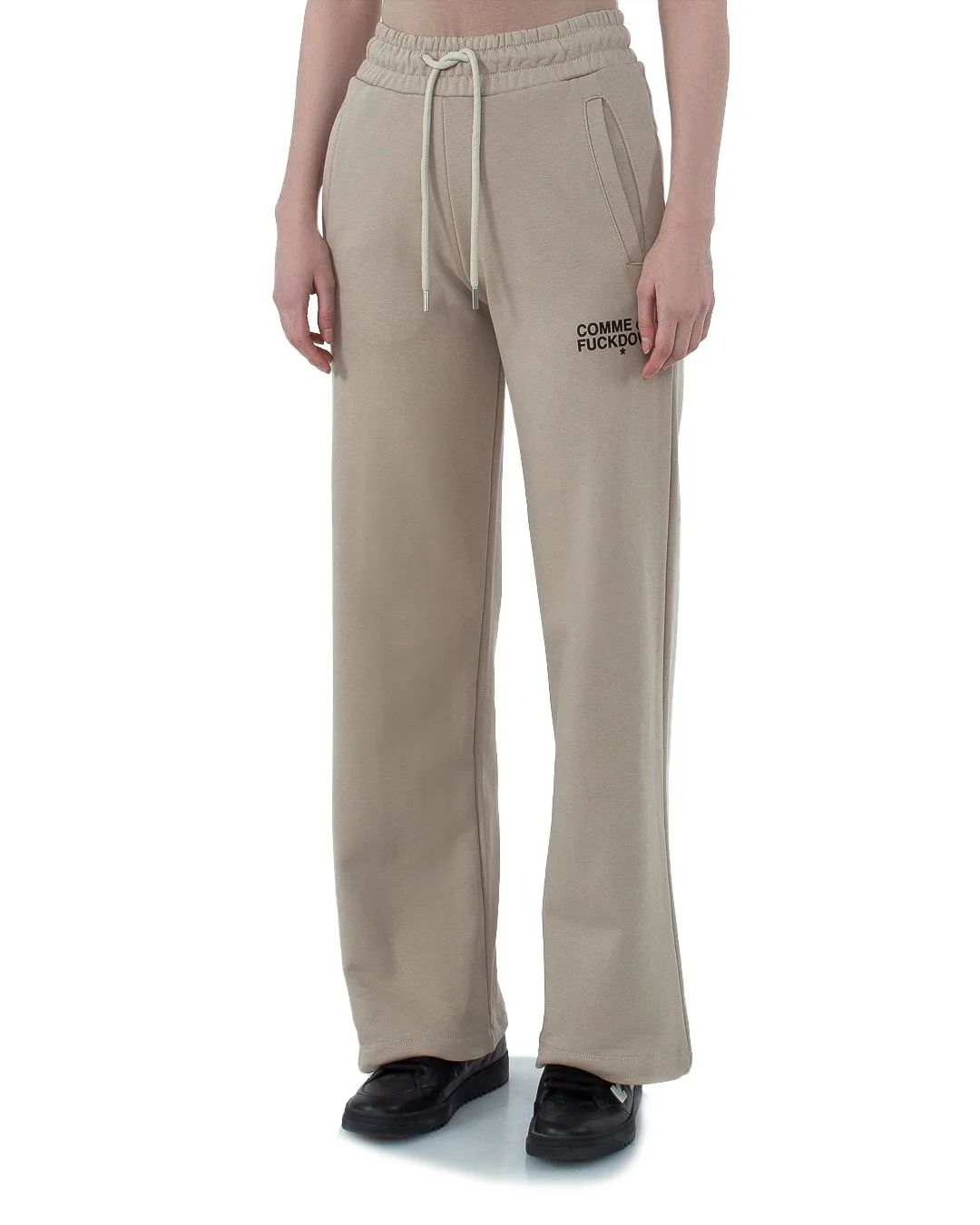 Comme Des Fuckdown Women's Elegant Beige Cotton Sweatpants