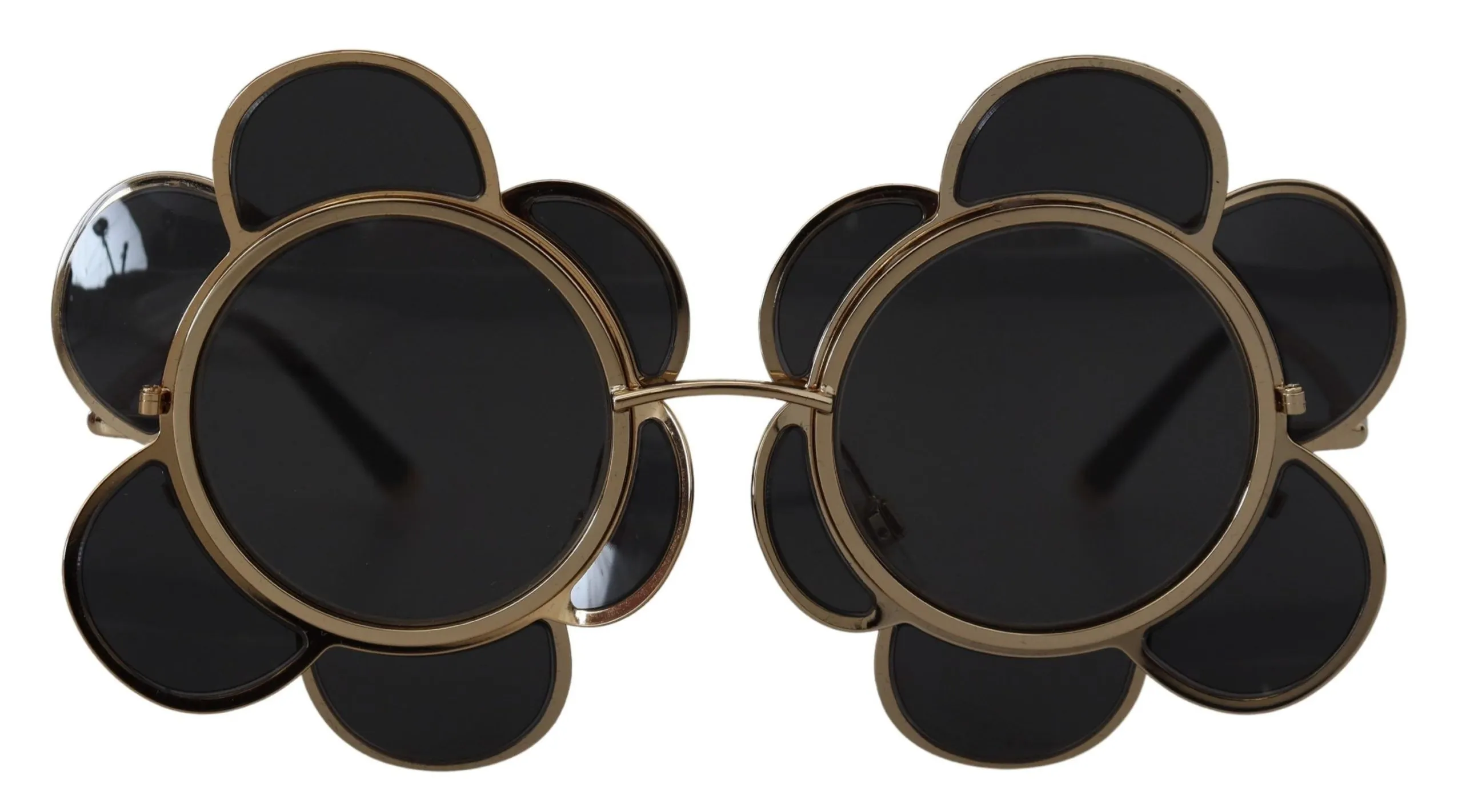Dolce & Gabbana Women's Chic Floral-Formed Black and Gold Sunglasses