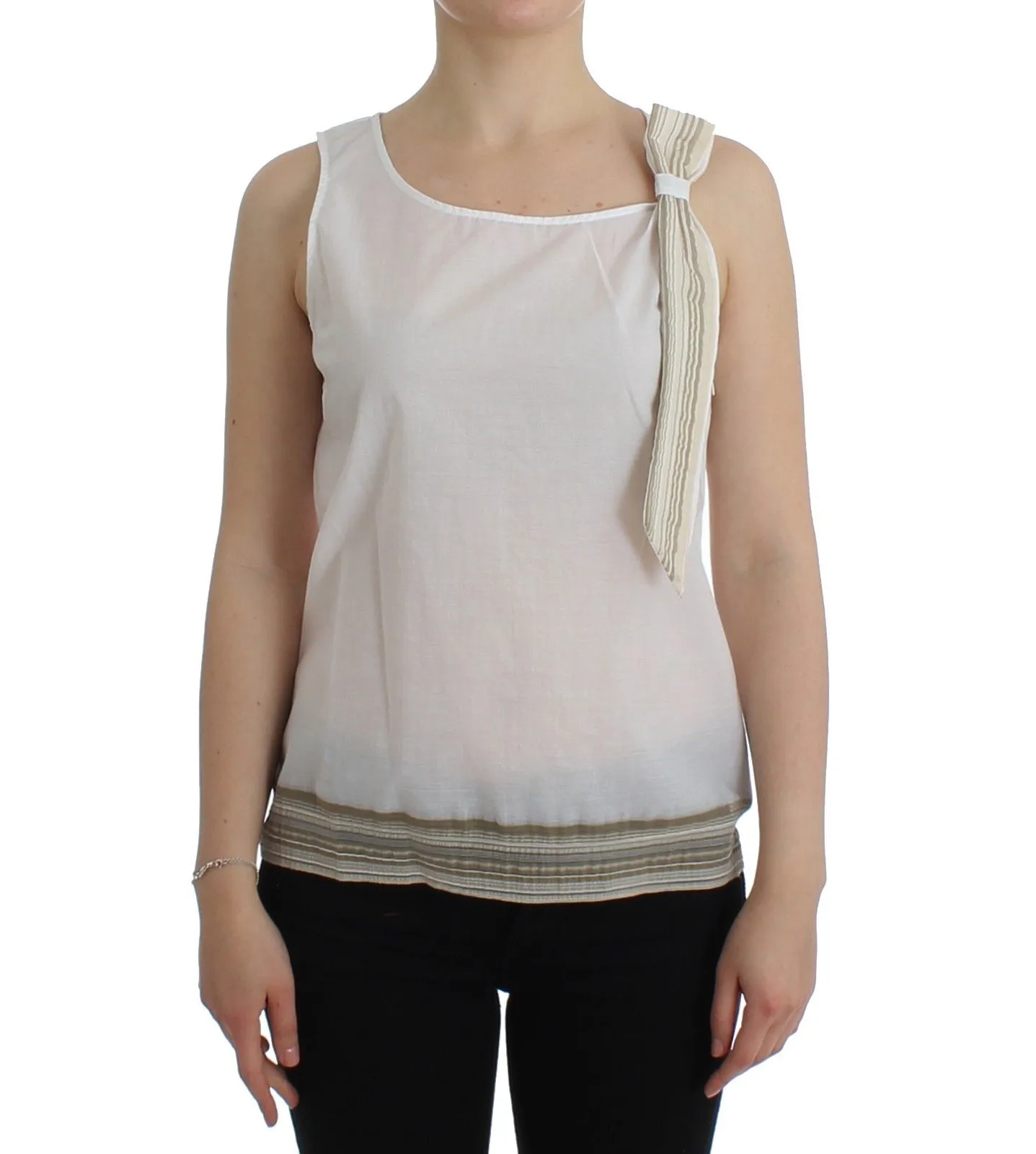 Ermanno Scervino Women's Elegant White Bow-Detailed Sleeveless Top