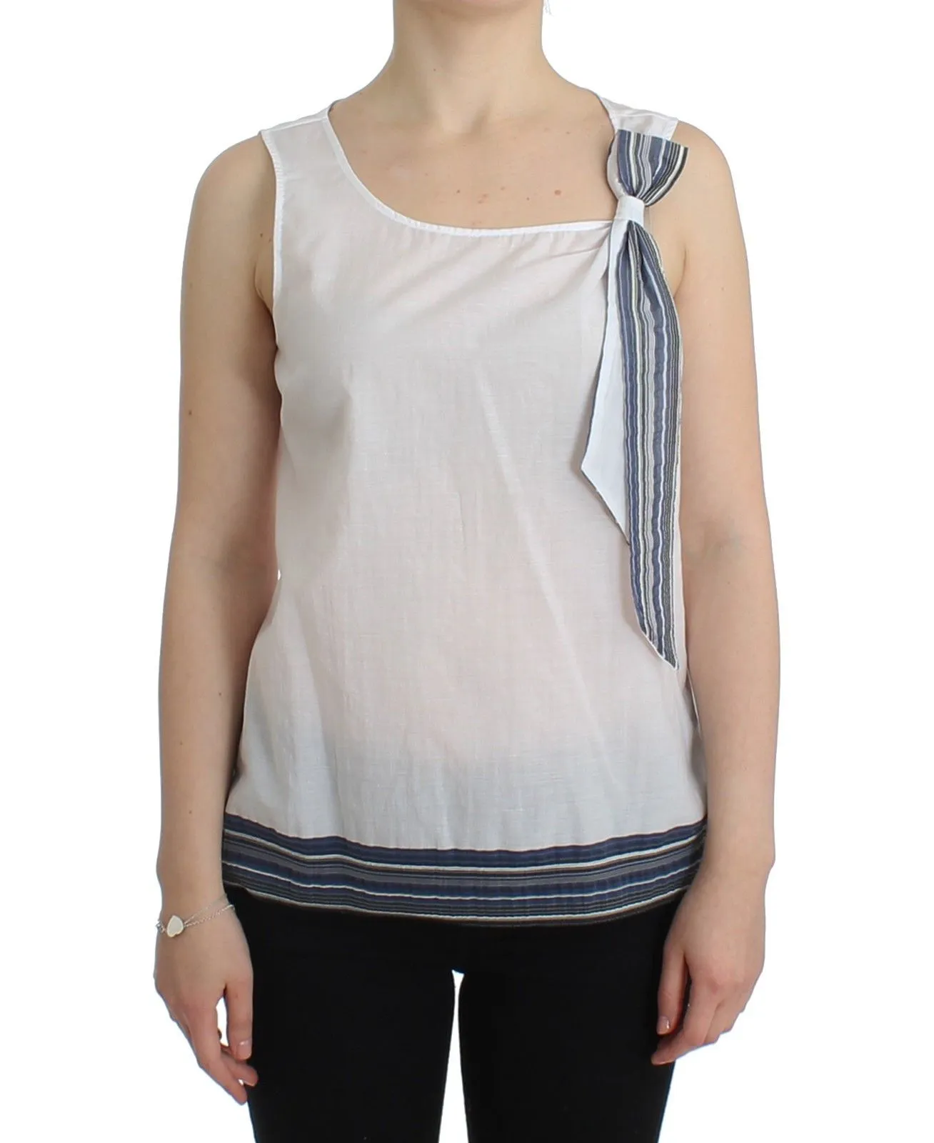 Ermanno Scervino Women's Elegant Cotton-Blend Bow Top