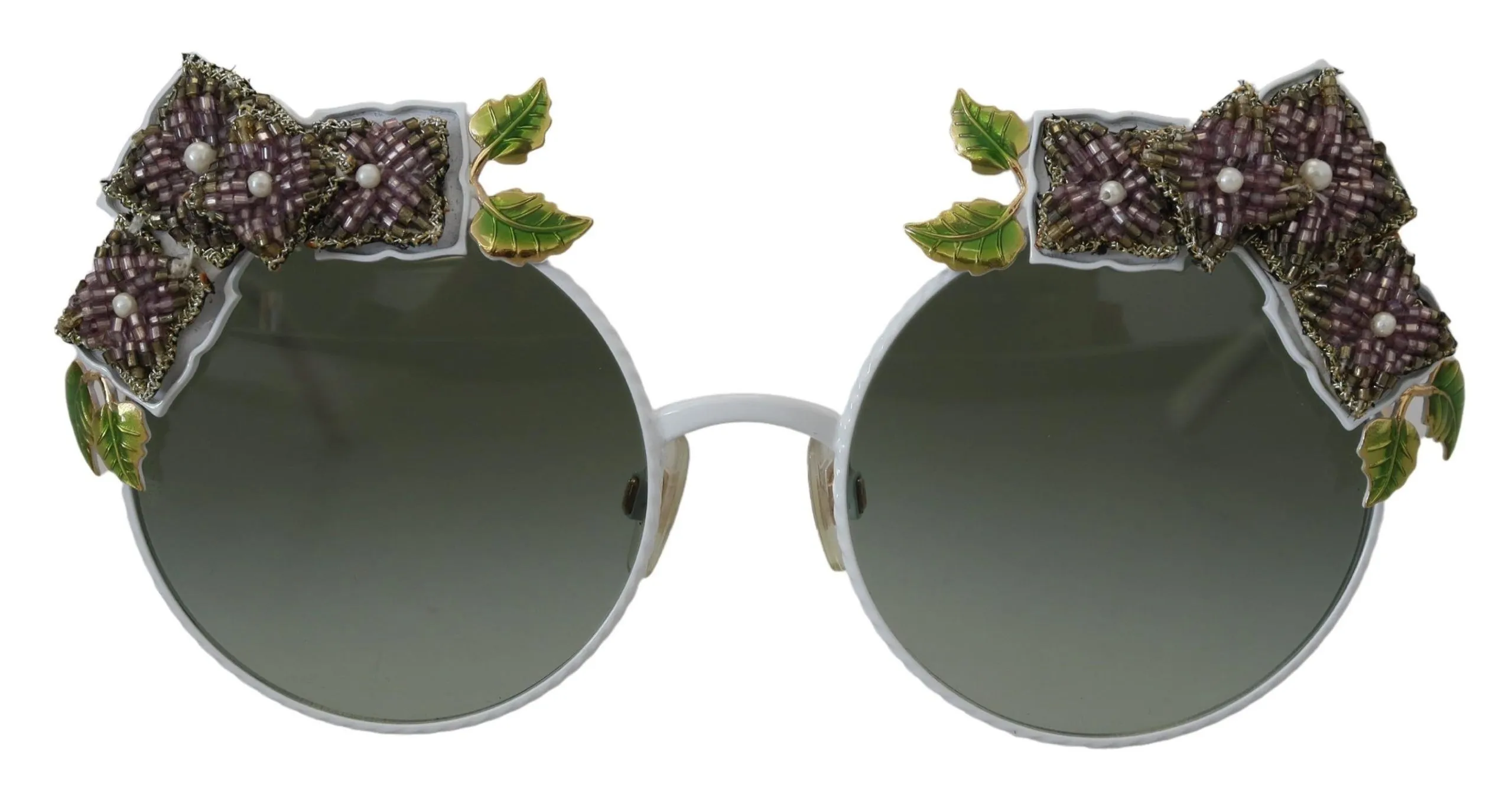 Dolce & Gabbana Women's Elegant Floral Embellished Gold Sunglasses