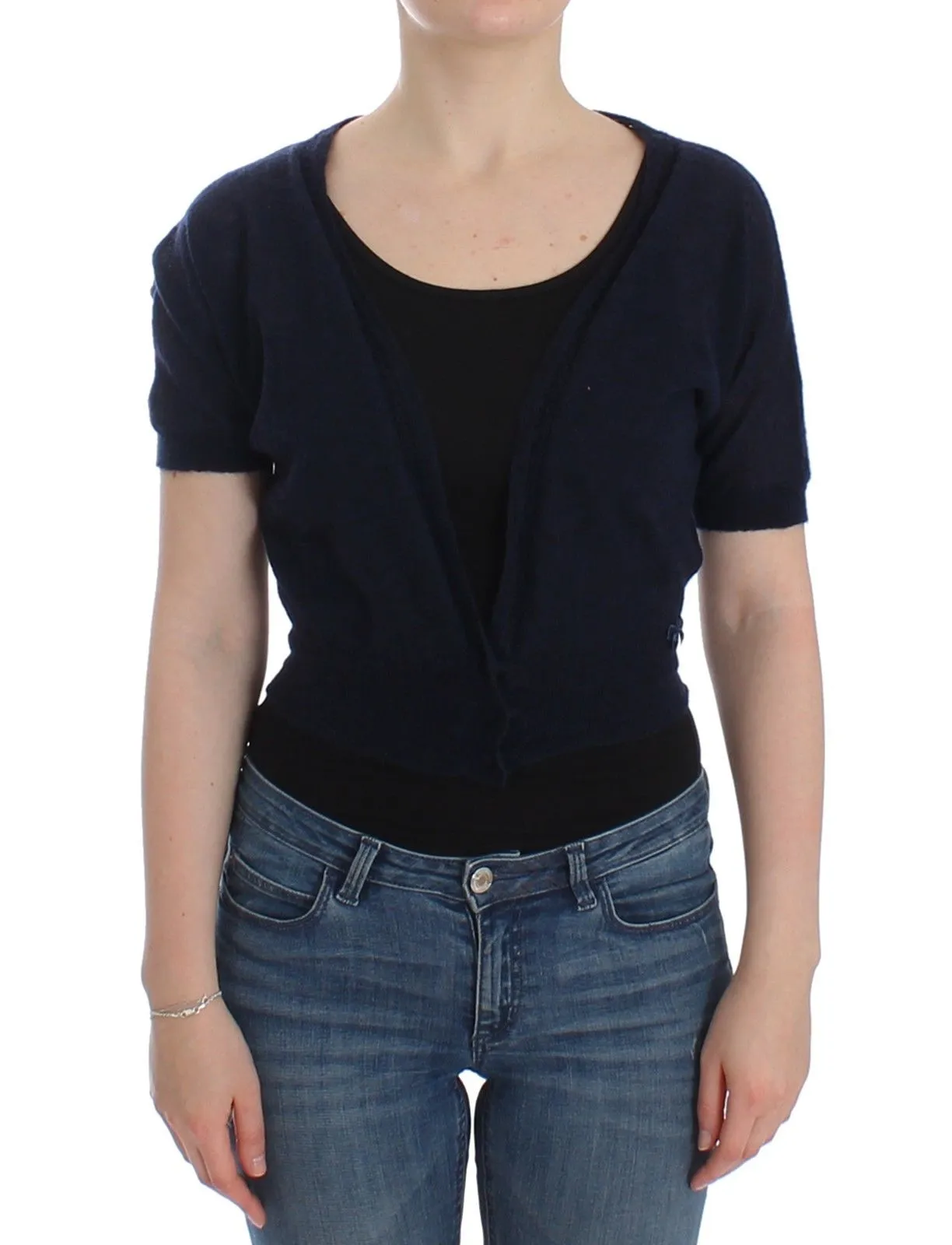 Ermanno Scervino Women's Elegant Cropped Blue Alpaca Blend Sweater