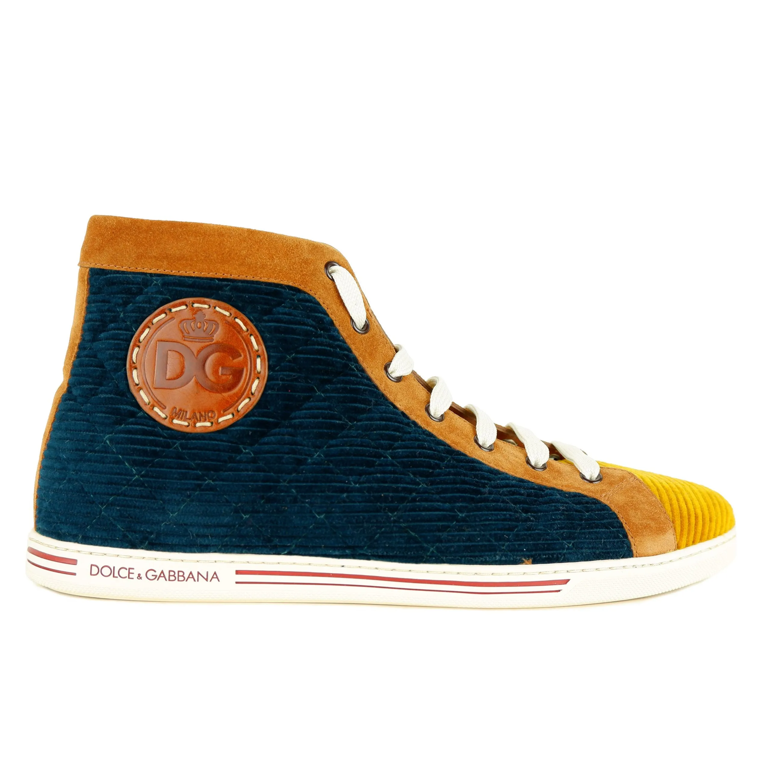 Dolce & Gabbana Men's Emerald Velvet High-Top Sneakers