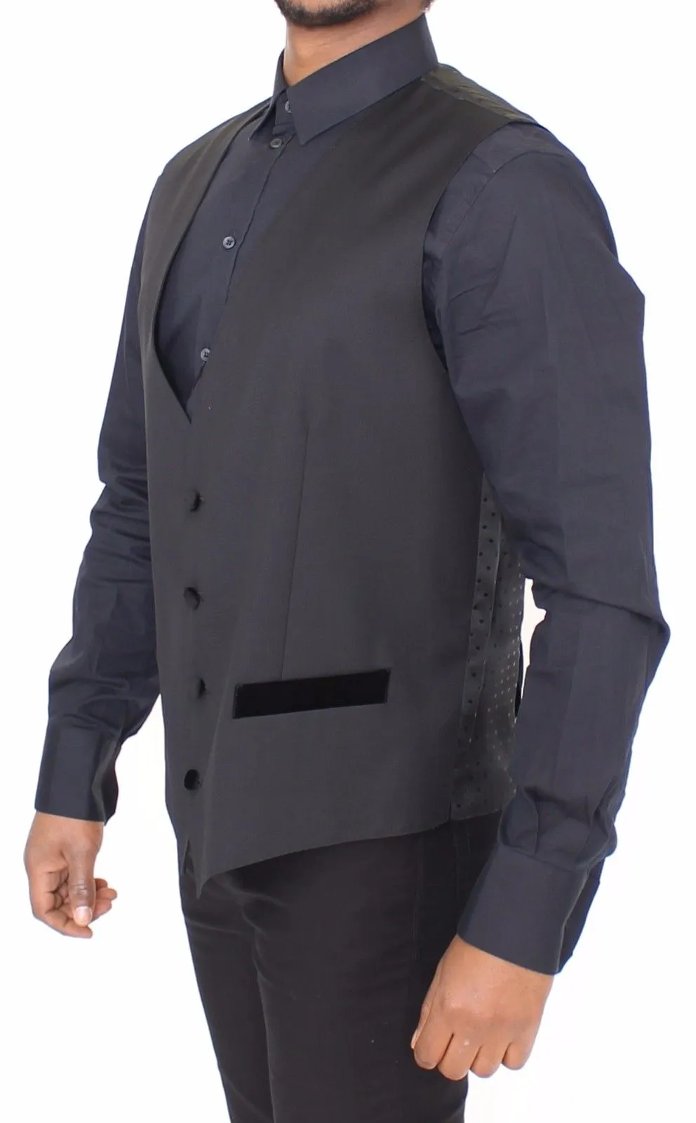Dolce & Gabbana Men's Elegant Black Wool Dress Vest