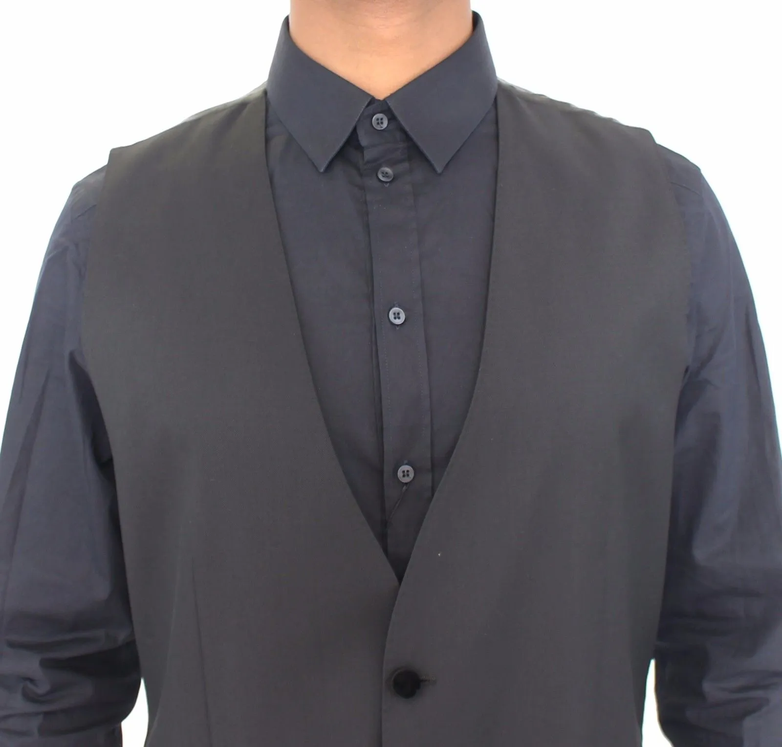 Dolce & Gabbana Men's Elegant Black Wool Dress Vest