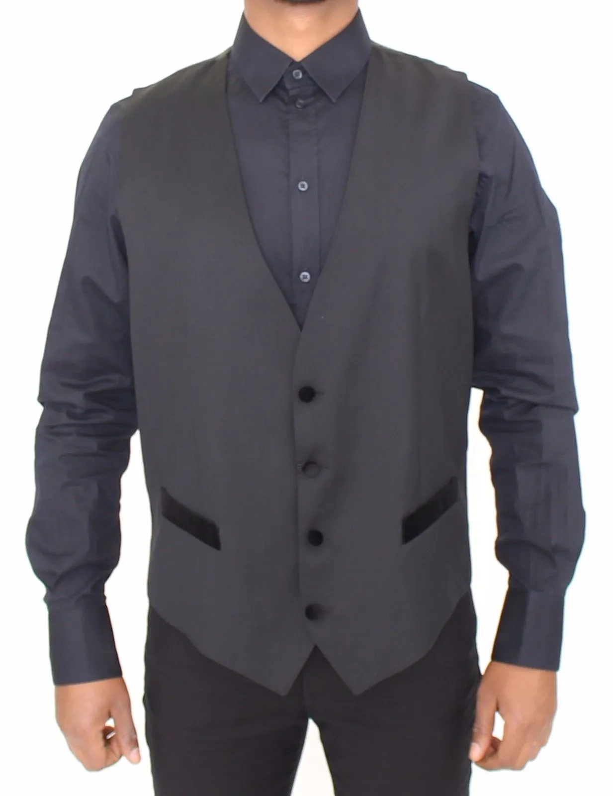 Dolce & Gabbana Men's Elegant Black Wool Dress Vest