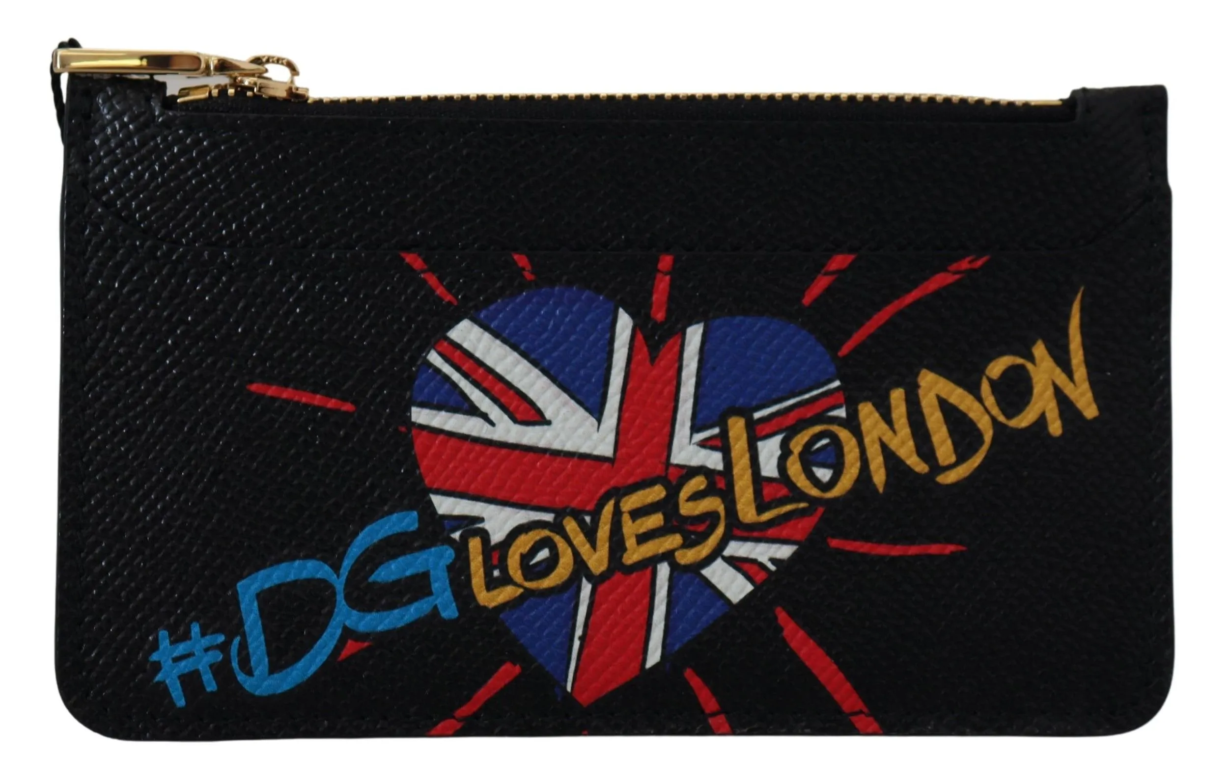 Dolce & Gabbana Women's Sleek Black Leather Coin Wallet with Unique Print