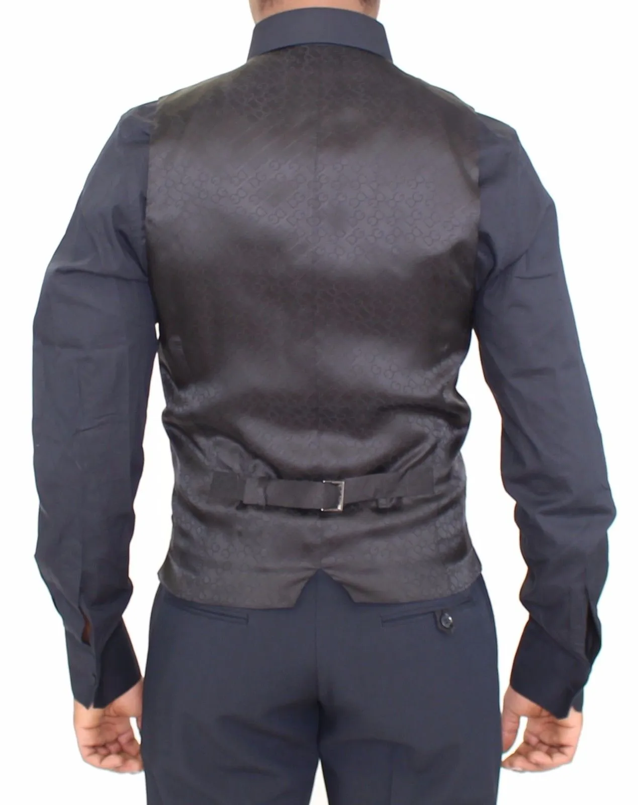 Dolce & Gabbana Men's Elegant Blue Wool Dress Vest - Single Breasted