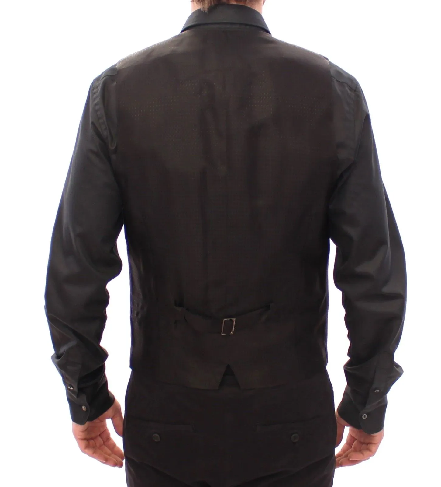 Dolce & Gabbana Men's Elegant Black Wool Silk Blend Dress Vest