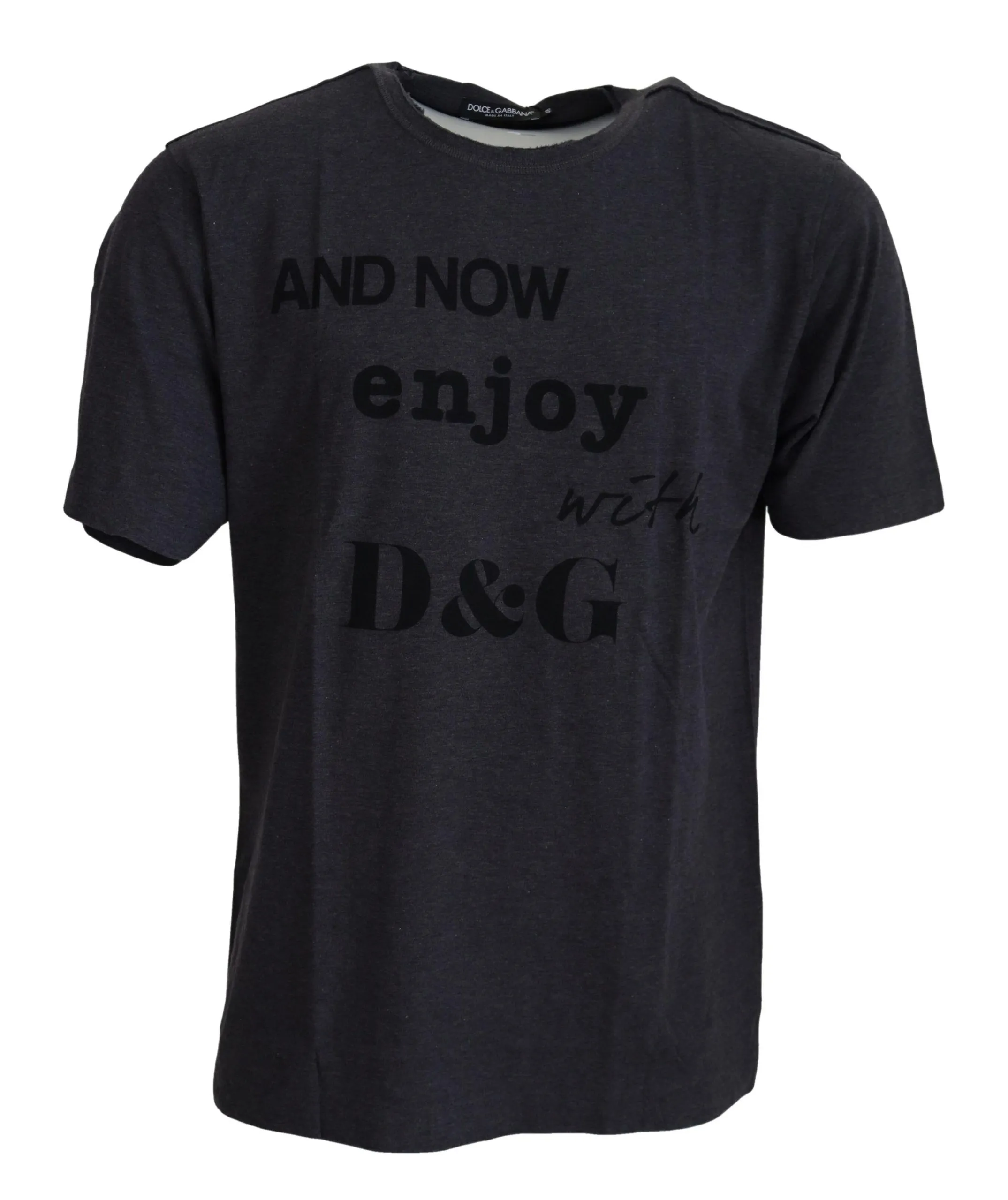 Dolce & Gabbana Men's Elegant Gray Motive Crew Neck T-Shirt