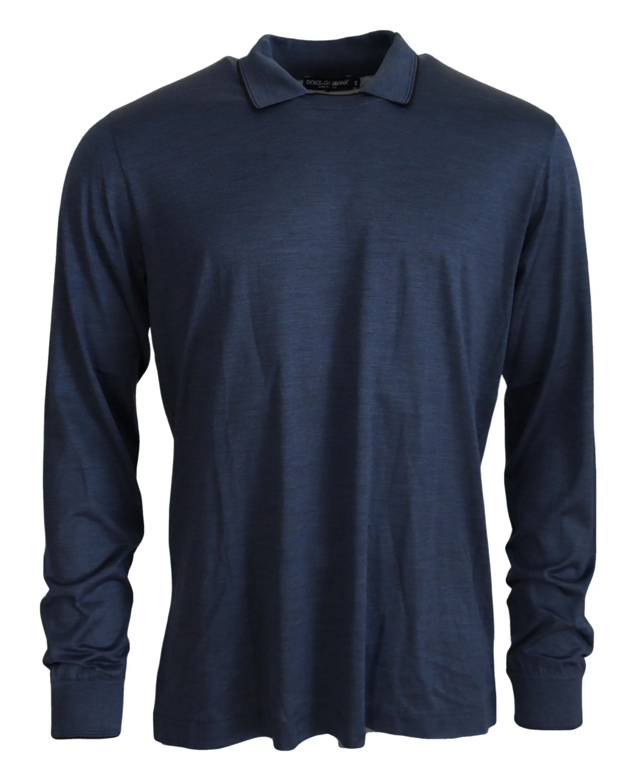 Dolce & Gabbana Men's Sophisticated Silk Polo Sweater in Blue