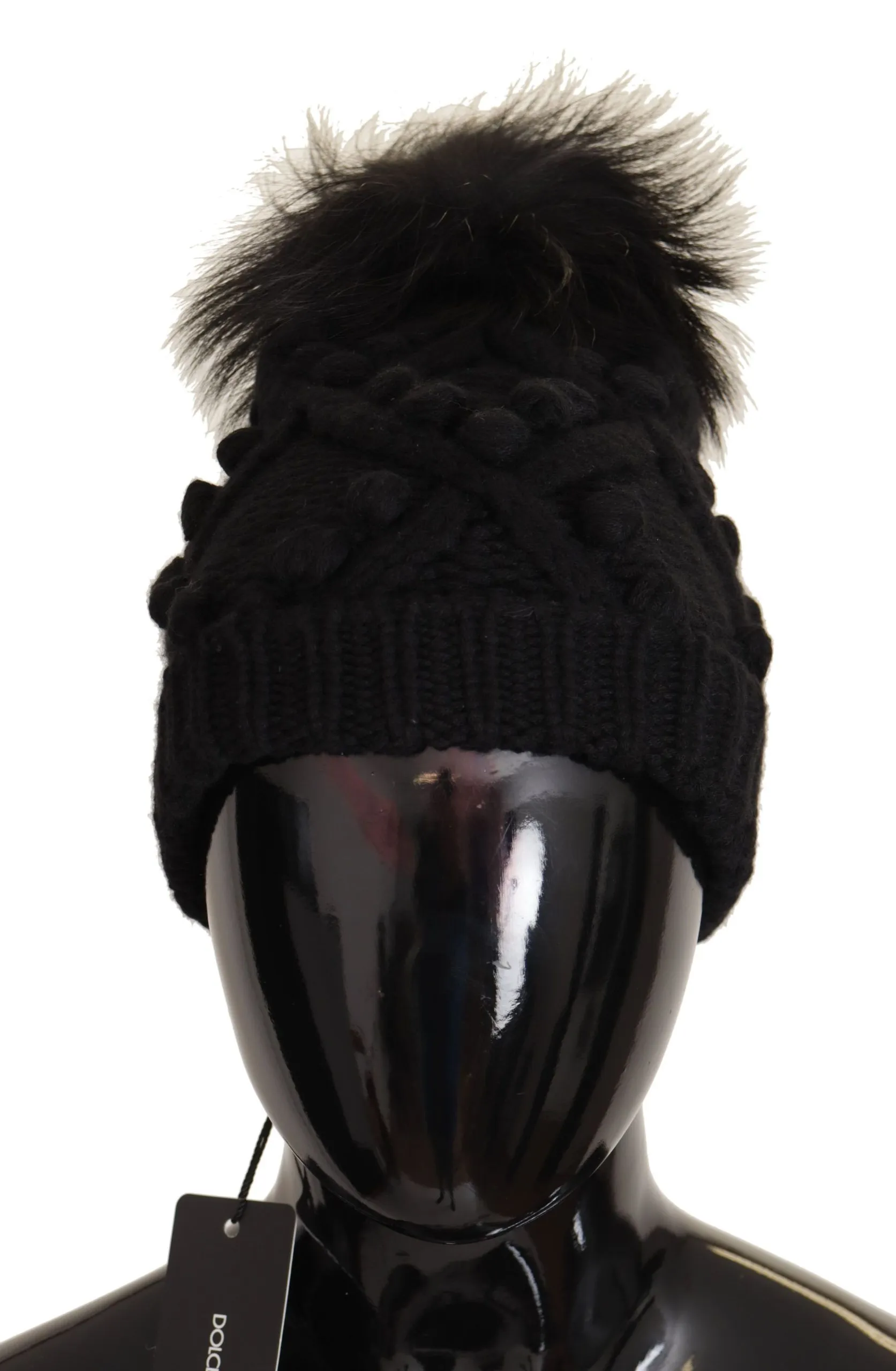 Dolce & Gabbana Women's Elegant Cable Knit Cashmere Bobble Hat