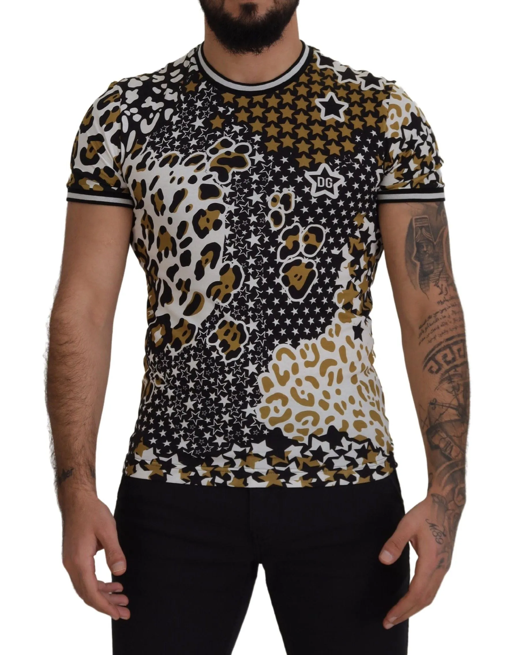 Dolce & Gabbana Men's Multicolor Crew Neck Cotton Tee